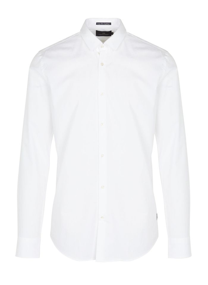 SCOTCH AND SODA Slim-Fit-Baumwollhemd mit klassischem Kragen in Weiß