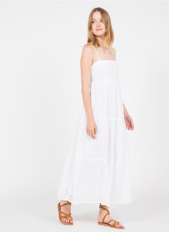 SEAFOLLY Langes Kleid mit Allover-Lochstickerei in Weiß