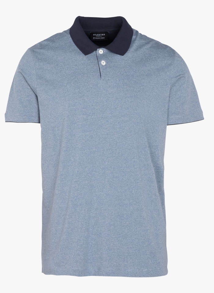 SELECTED Poloshirt aus Bio-Baumwoll-Mix, Regular Fit in Blau