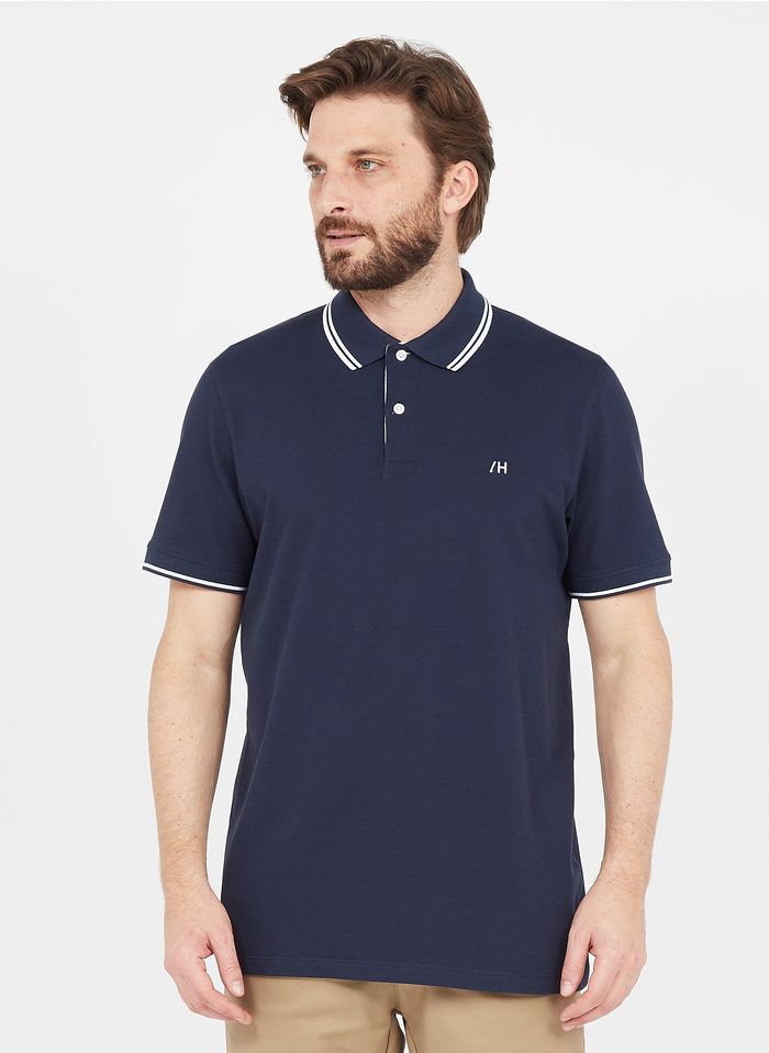 SELECTED Poloshirt aus Bio-Baumwoll-Mix, Regular Fit in Blau