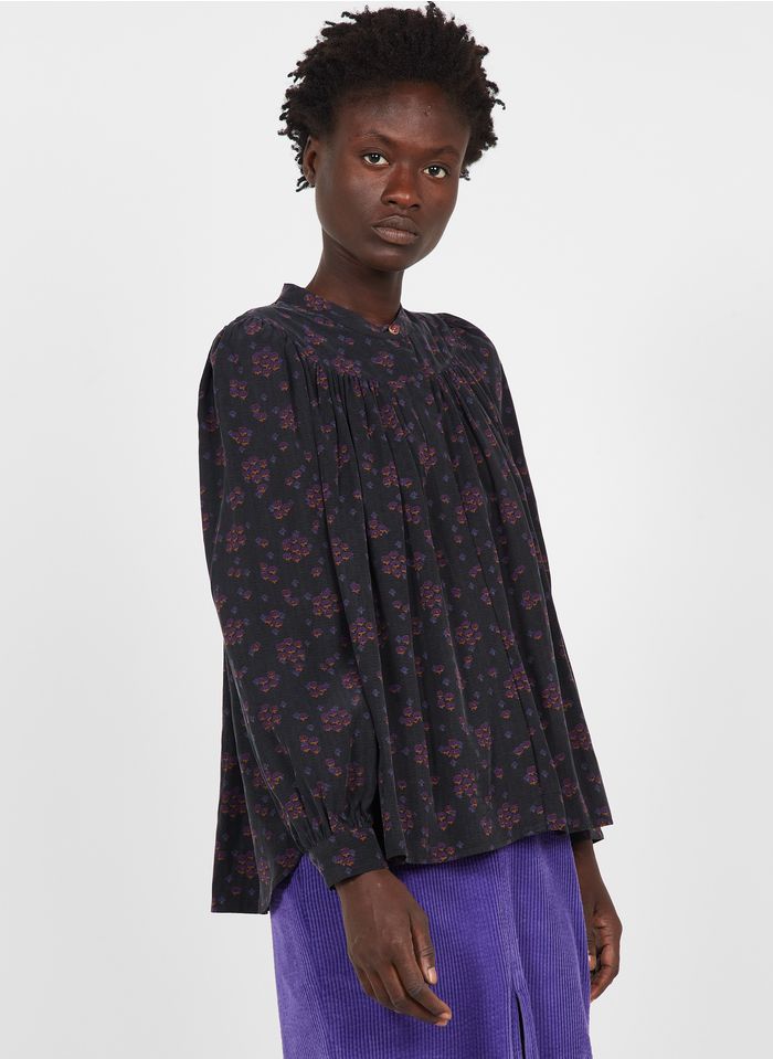SESSUN Bluse aus bedrucktem Jacquard mit Kräuselfalten in Mehrfarbig