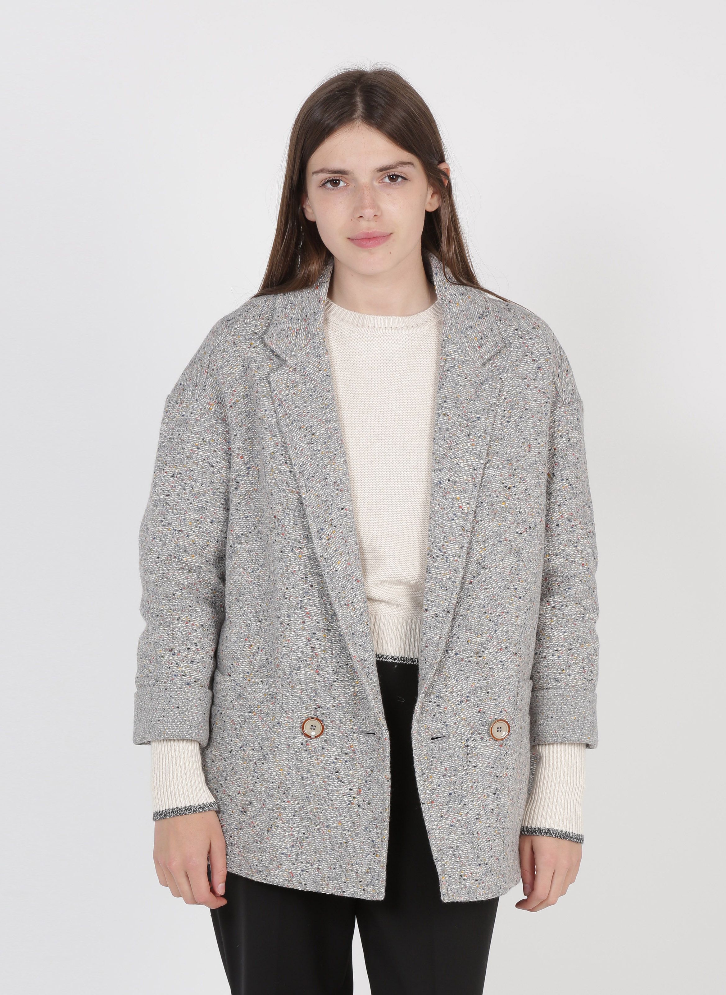 tweed blazer grau