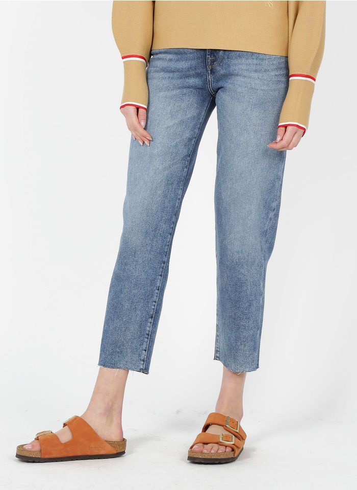 7 FOR ALL MANKIND Stretch-Karottenjeans in Stone-bleached Jeans
