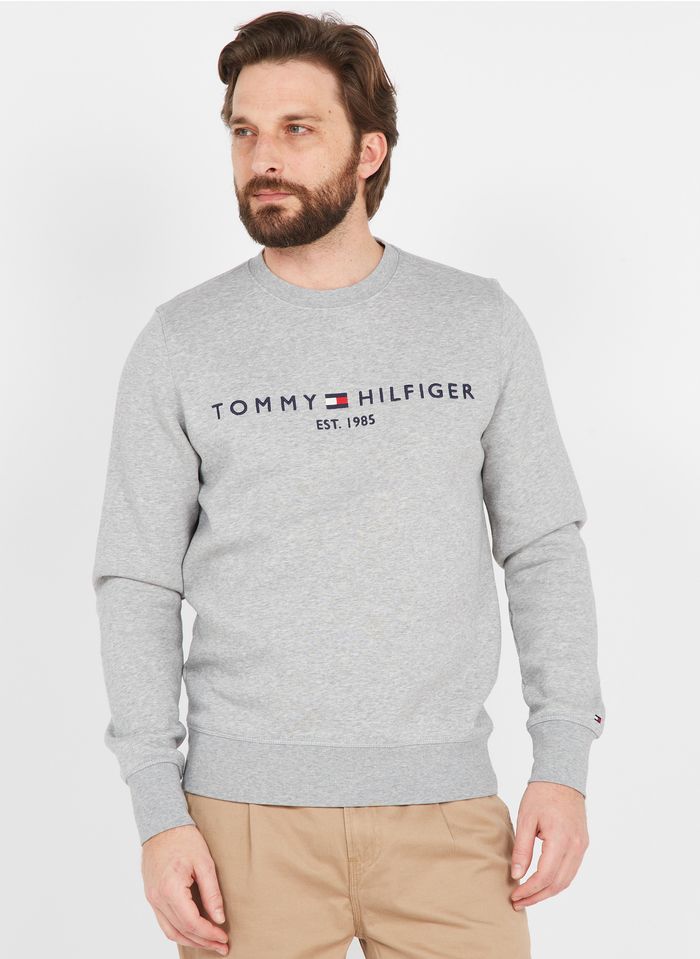 TOMMY HILFIGER Rundhals-Sweatshirt aus Baumwoll-Mix, Regular Fit in Grau