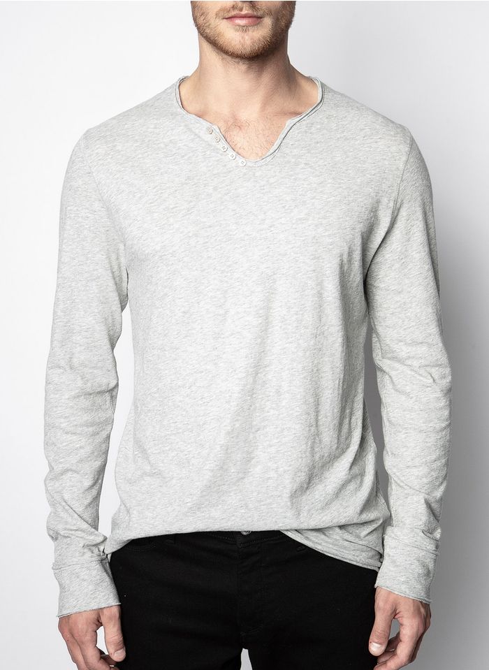 ZADIG&VOLTAIRE Henley-T-Shirt aus Baumwolle, Regular Fit in Grau