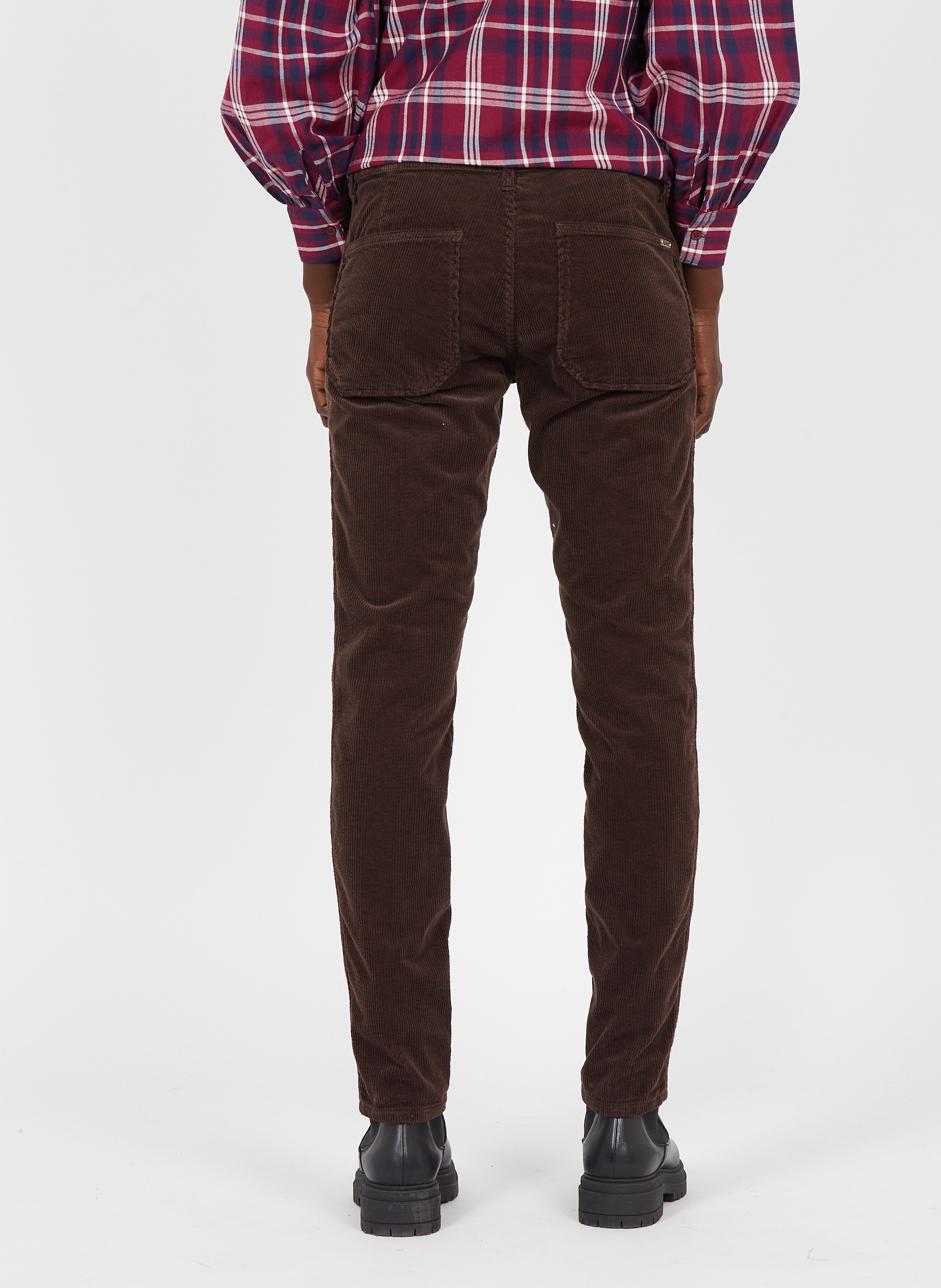 ACQUAVERDE PIERCE VELOURS Brown Slim fit corduroy pants