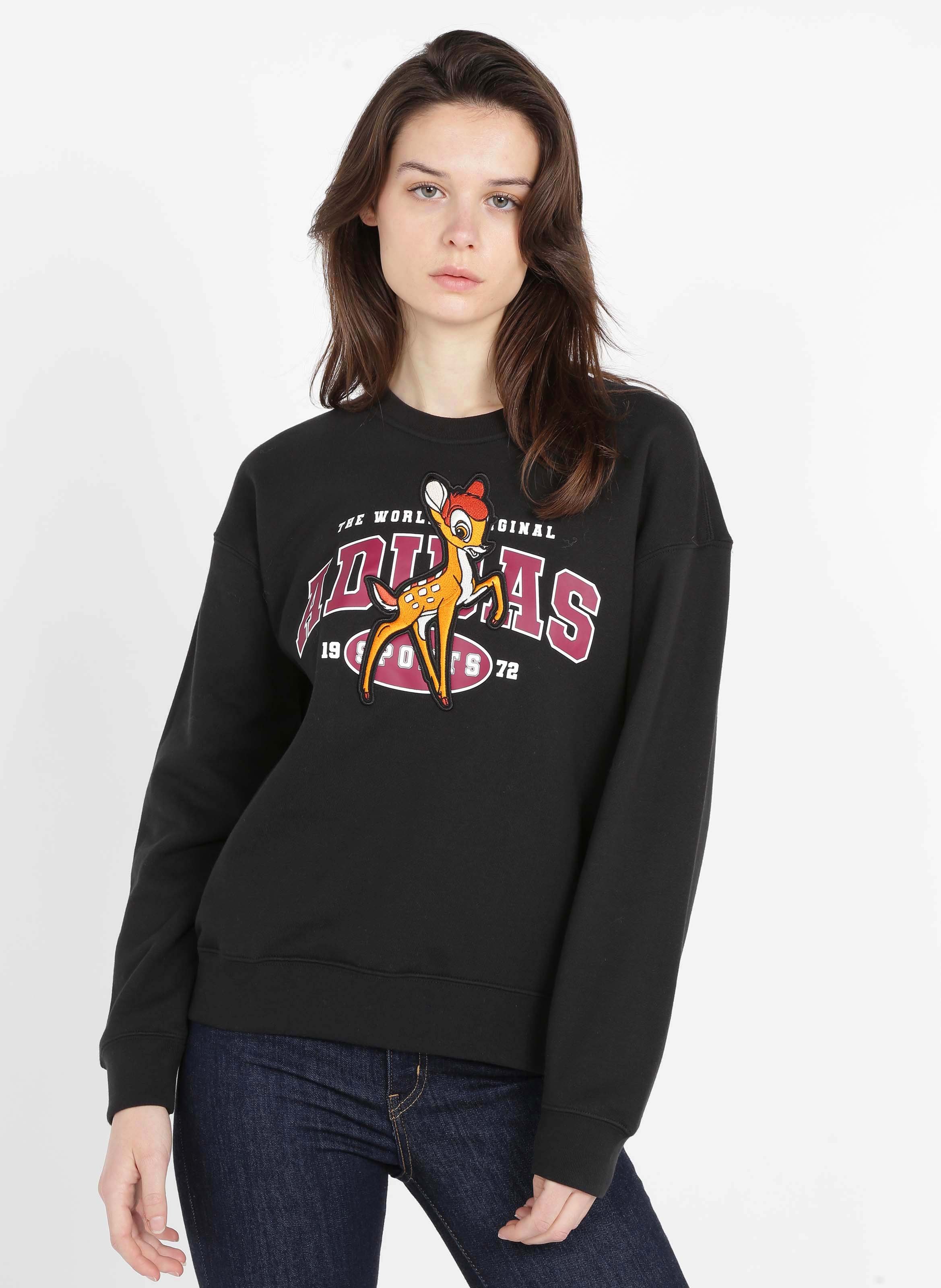 Adidas X Disney Embroidered Cotton Sweatshirt With Round Neck Black Adidas  - Women | Place des Tendances
