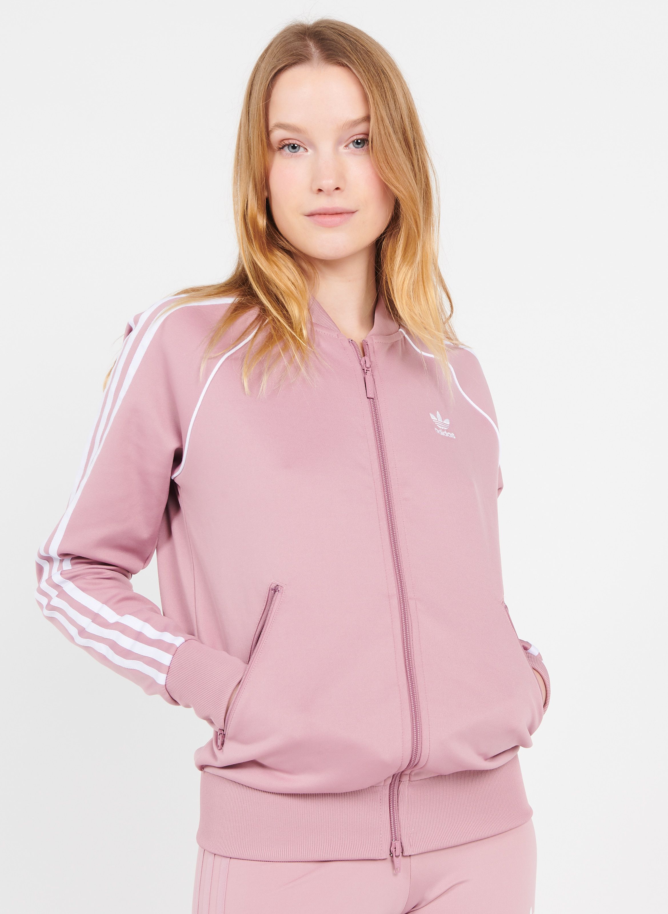 pink adidas track jacket women's