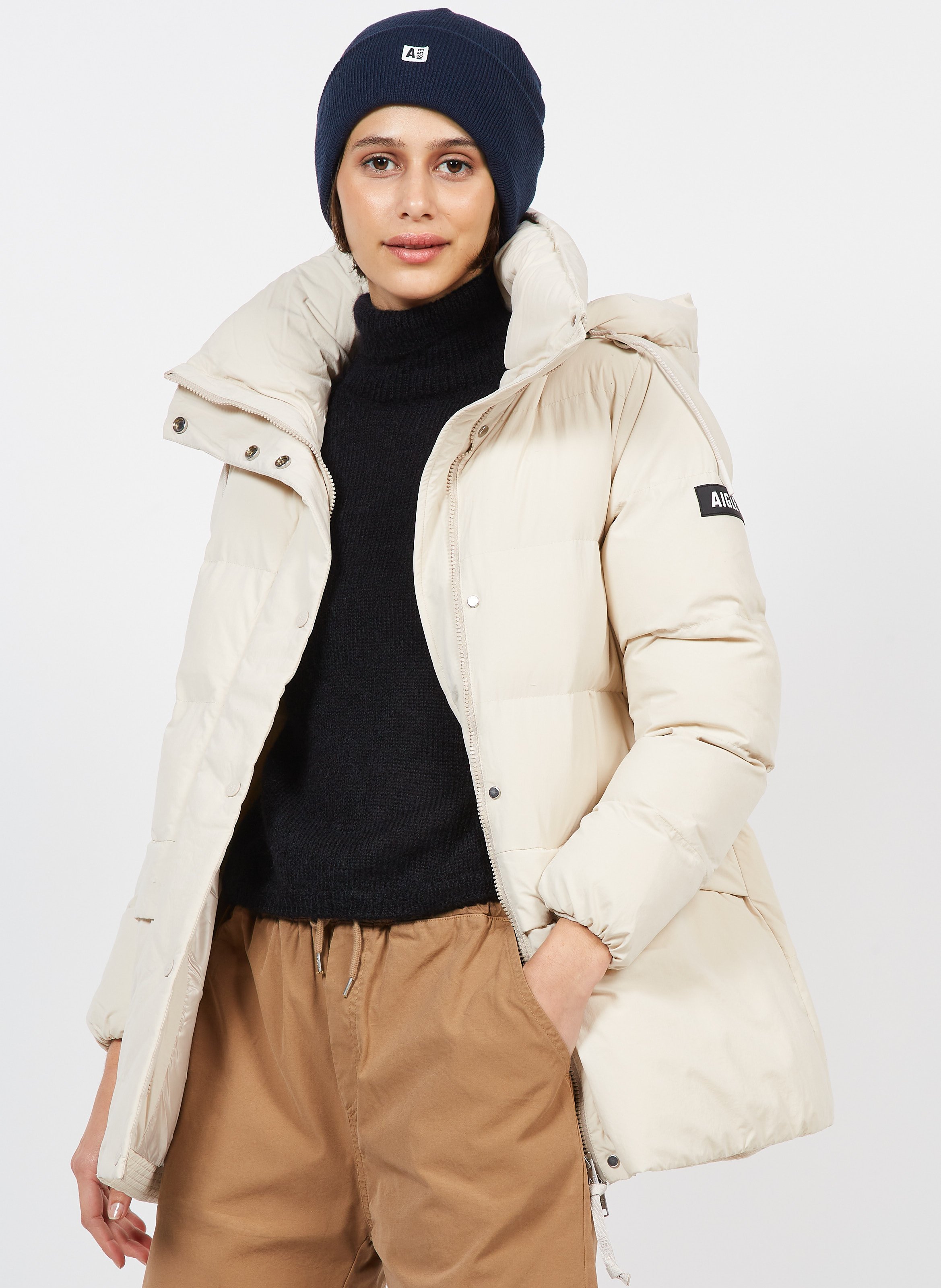 High-neck Quilted Padded Jacket Sable 