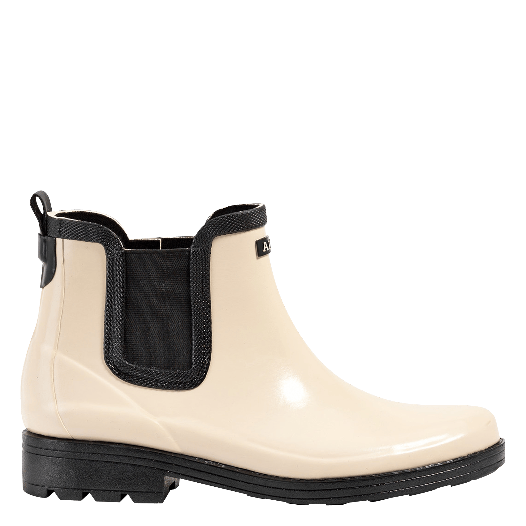 beige rain boots
