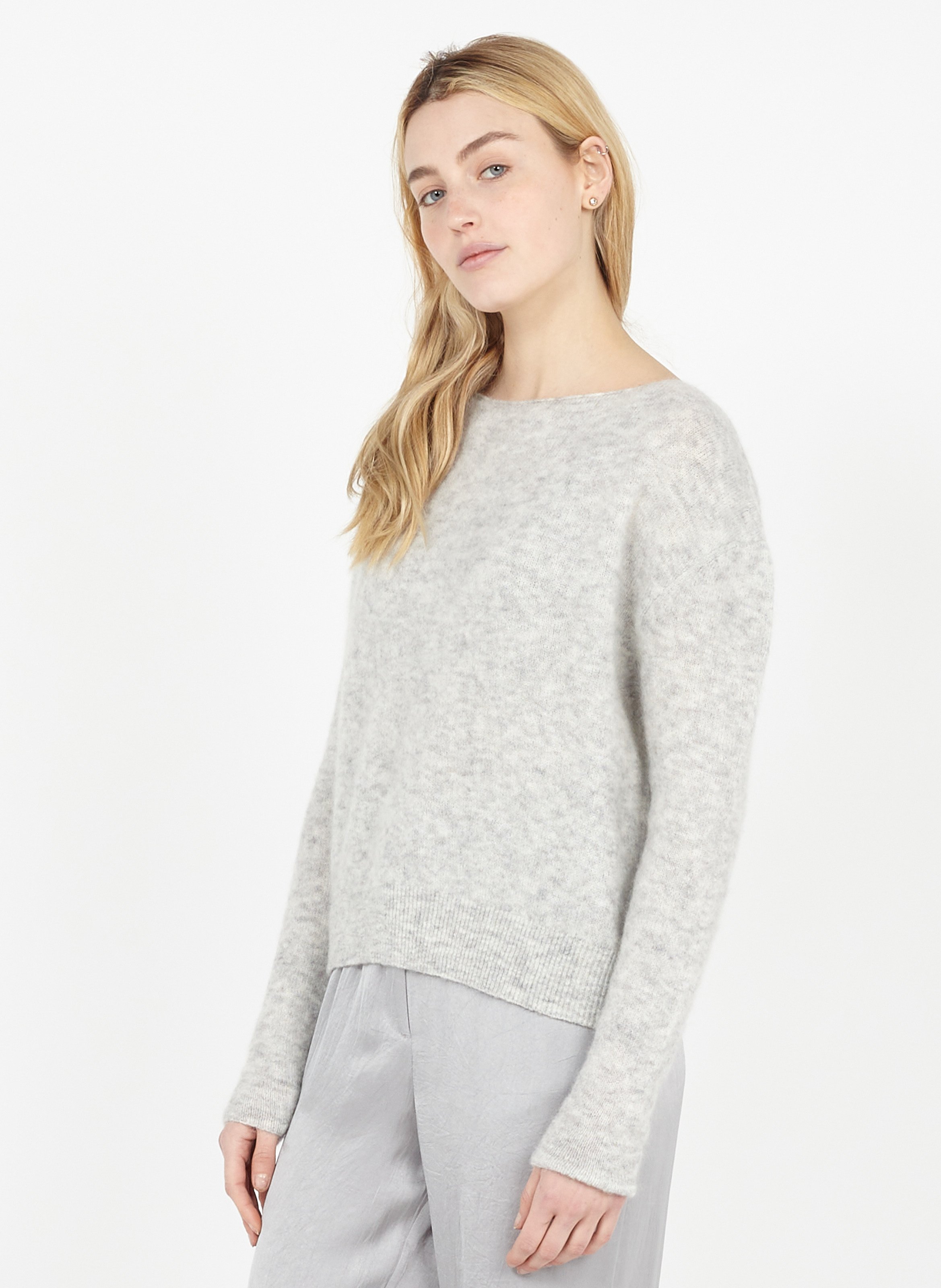Boat-neck Mohair-blend Sweater Gris 