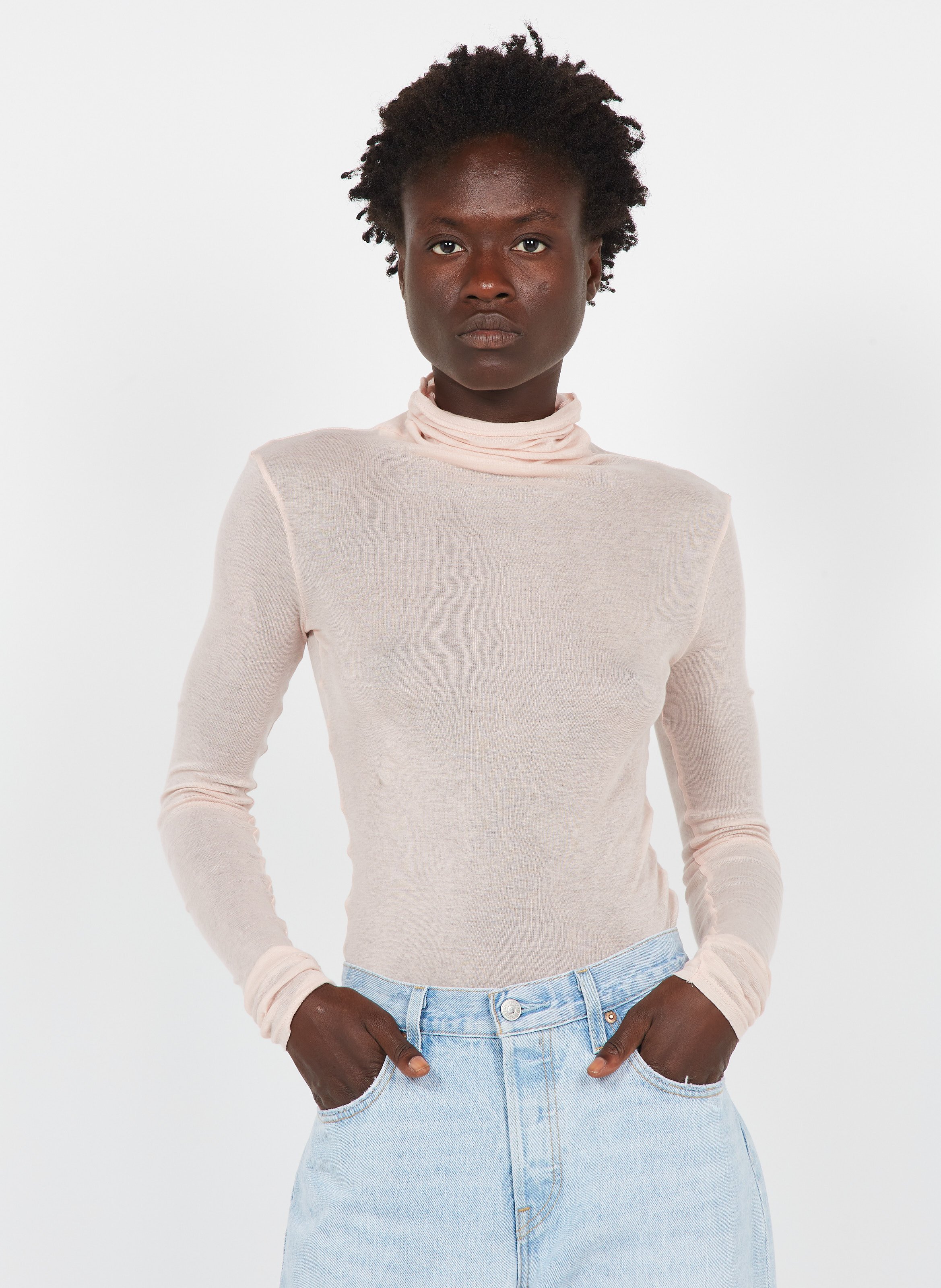 Fitted Cotton Jersey Turtleneck 