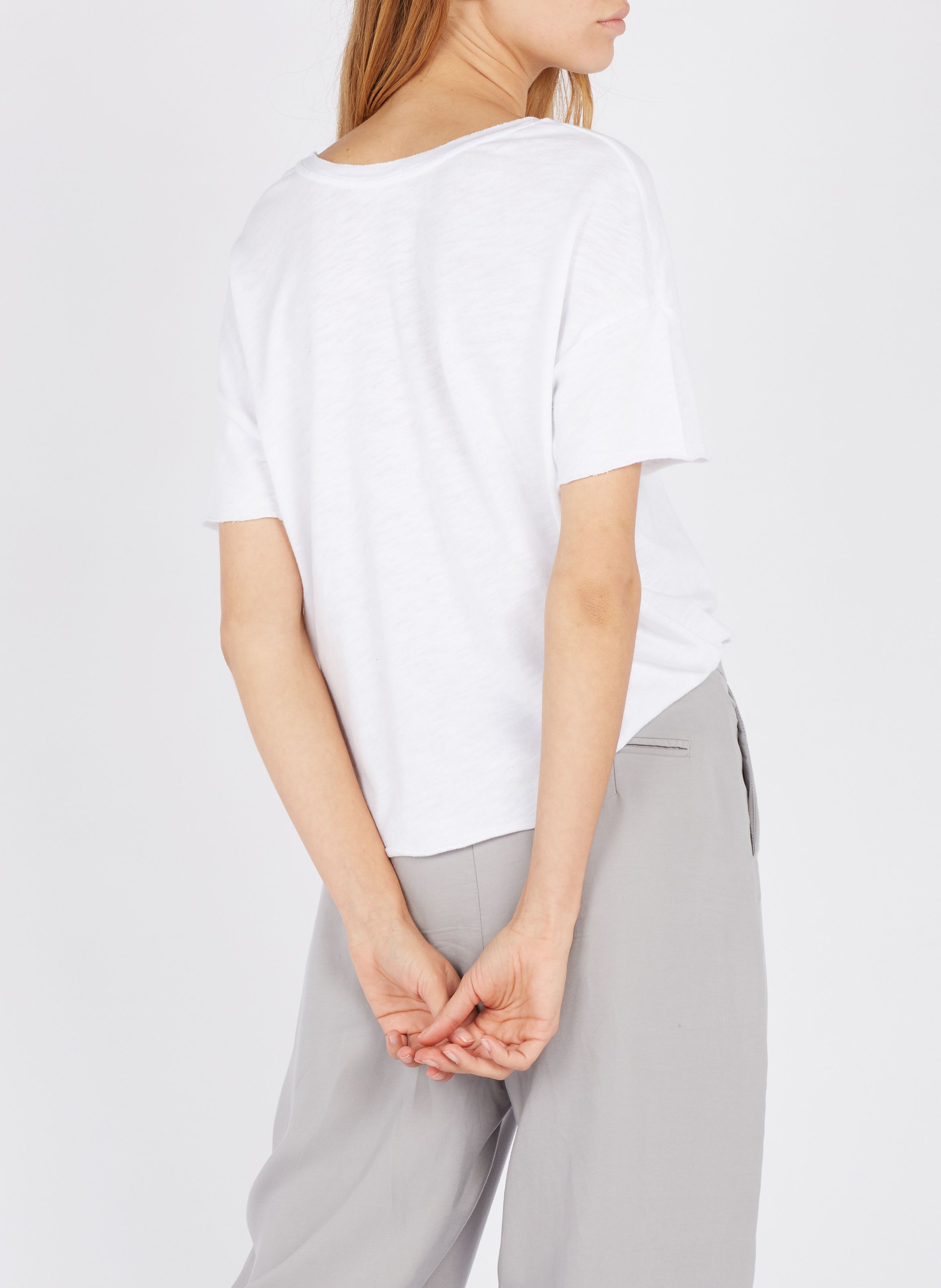 loose fitting white tee