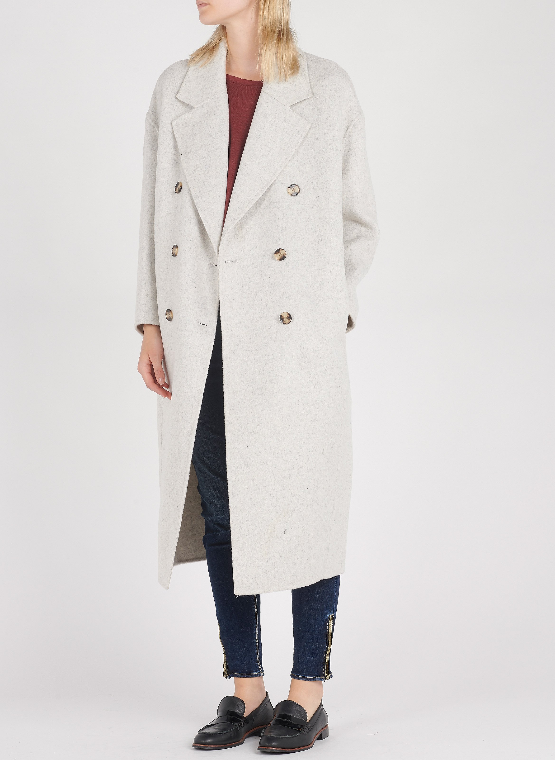 single breasted wool blend coat