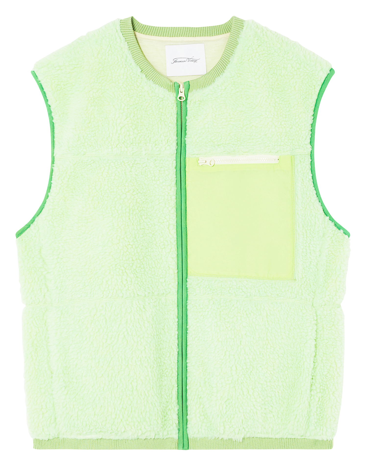 green sleeveless vest