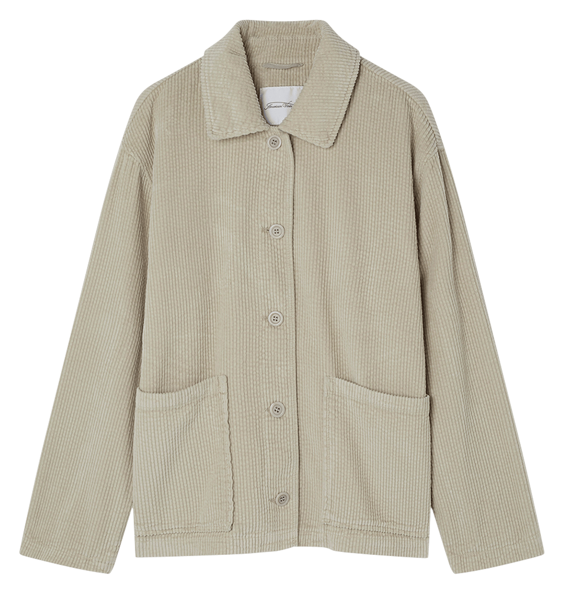 Ribbed Cotton Jacket With Shirt Collar 