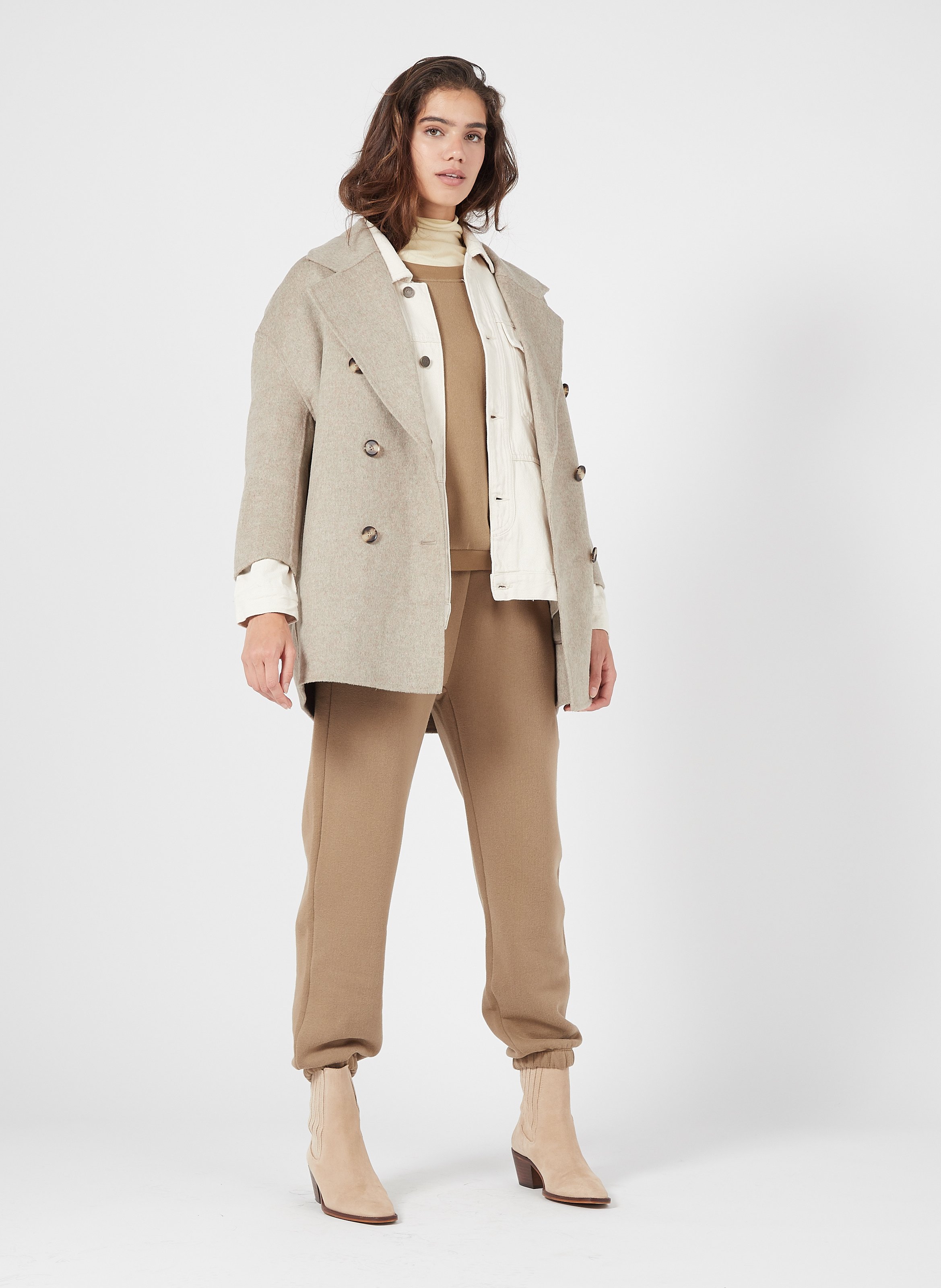 beige wool blend coat