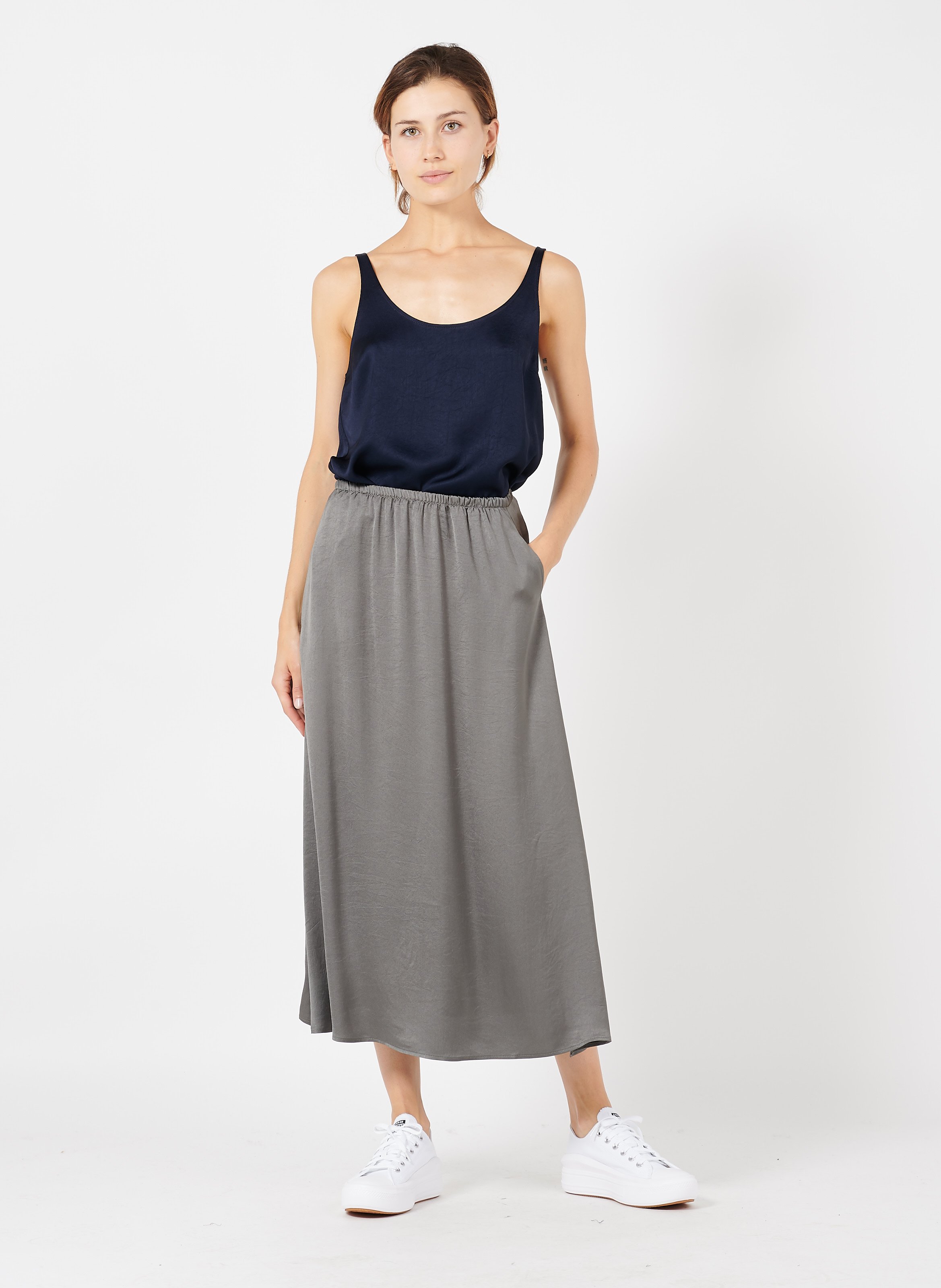 satin midi skirt cheap