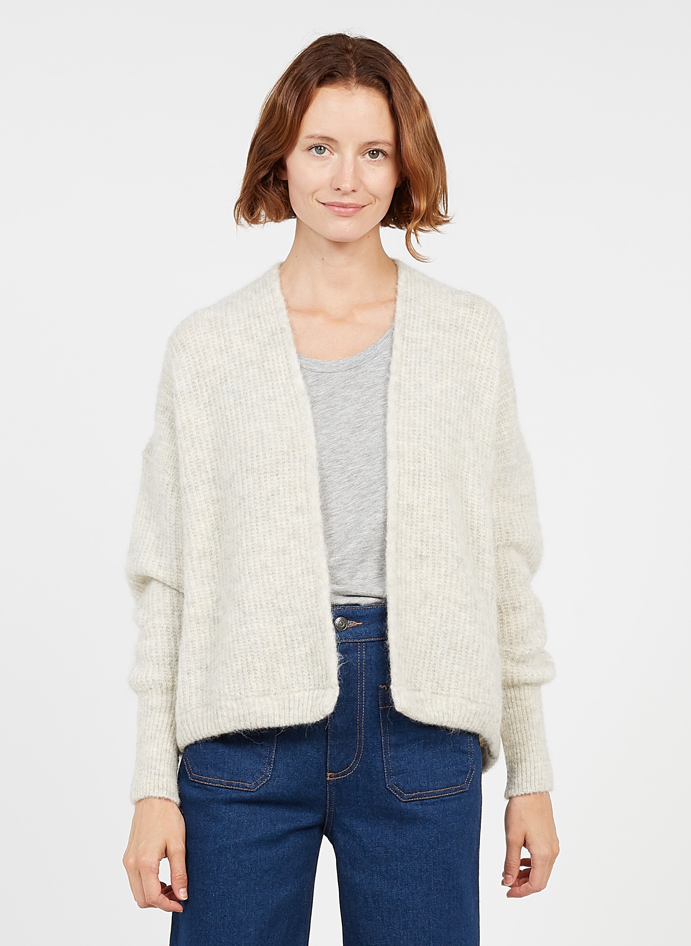 Open Wool And Alpaca-blend Cardigan Poudreuse Chine American Vintage ...