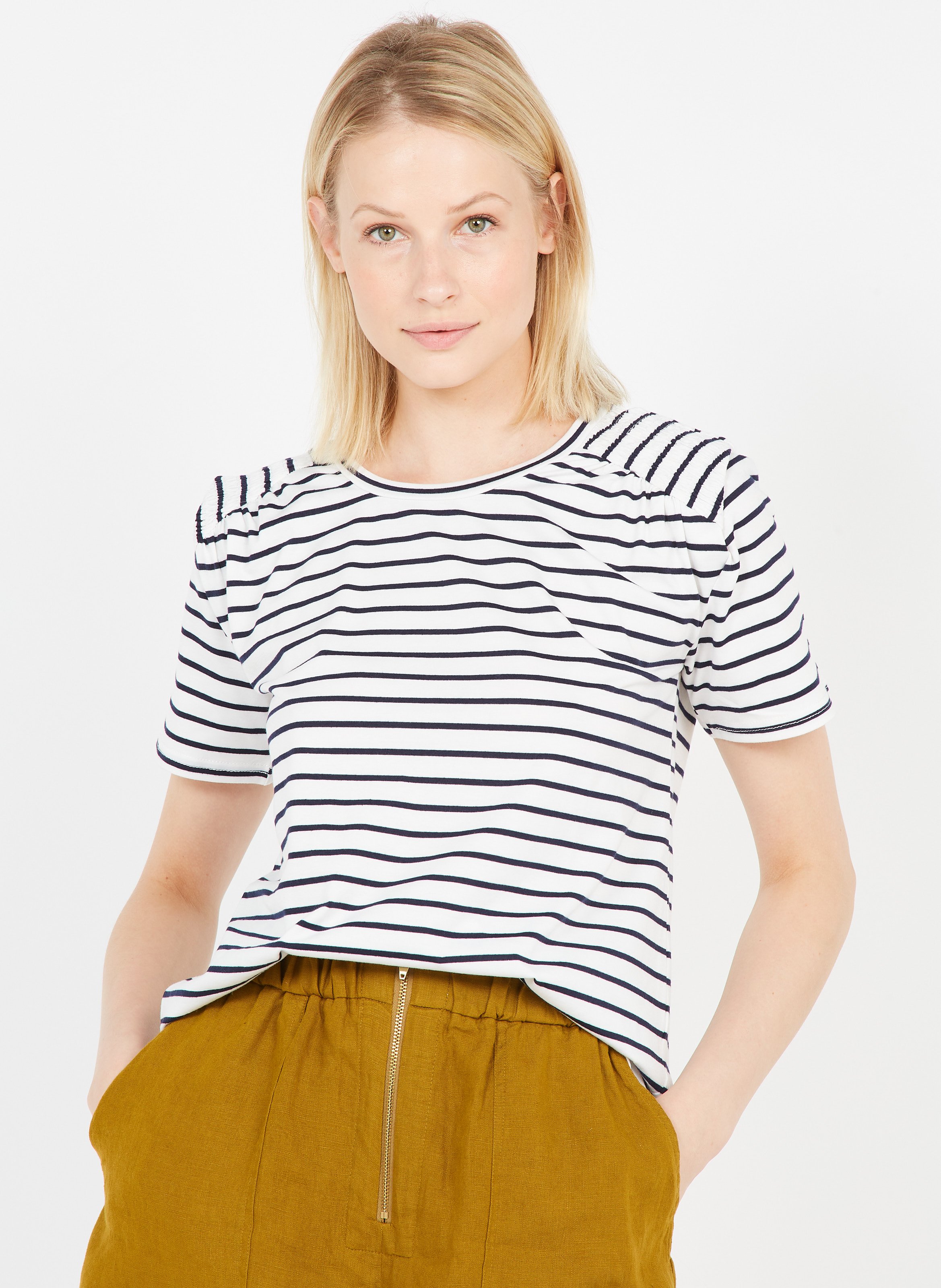 Sale Striped Round-neck T-shirt Marine 