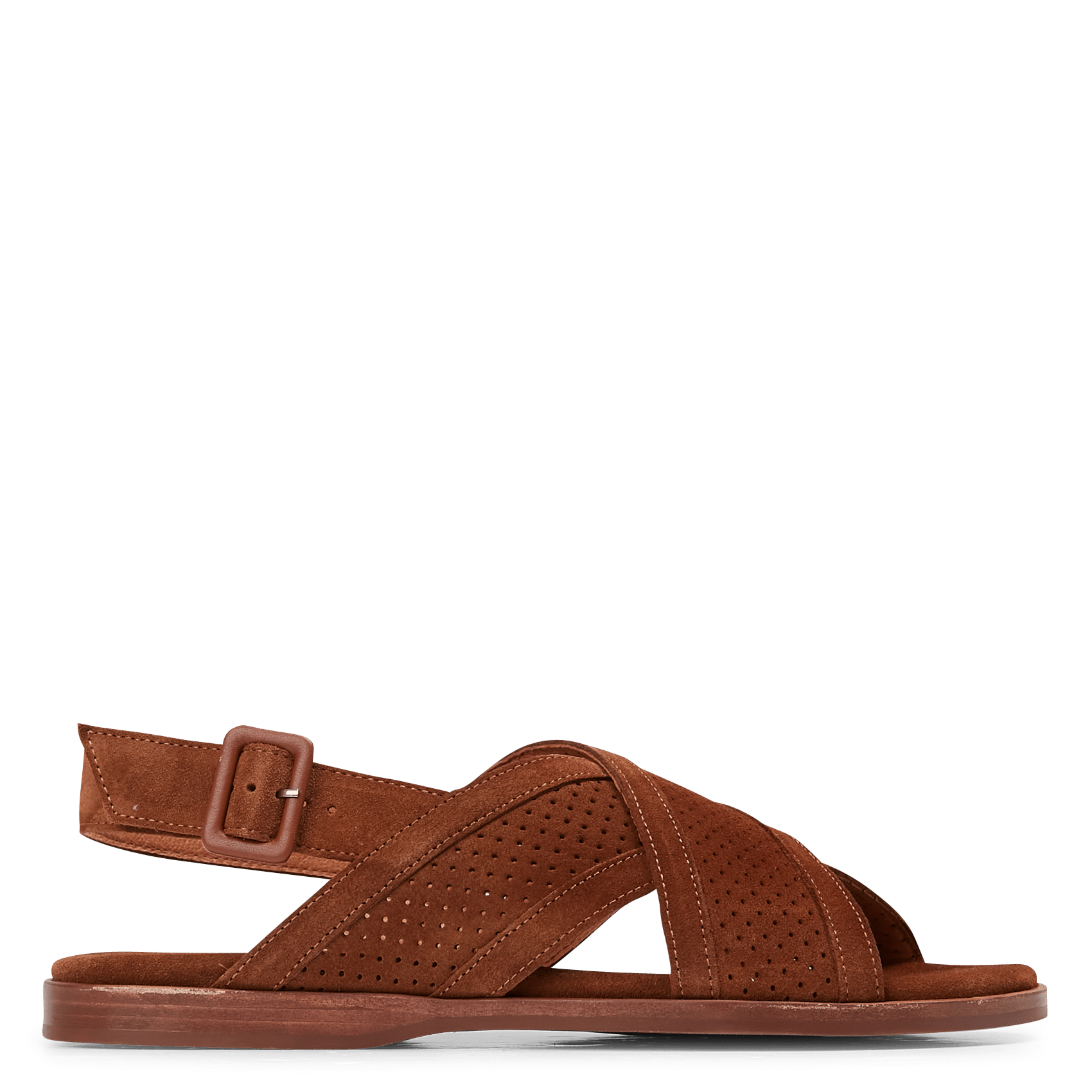 Sale Flat Leather Cross-strap Sandals 