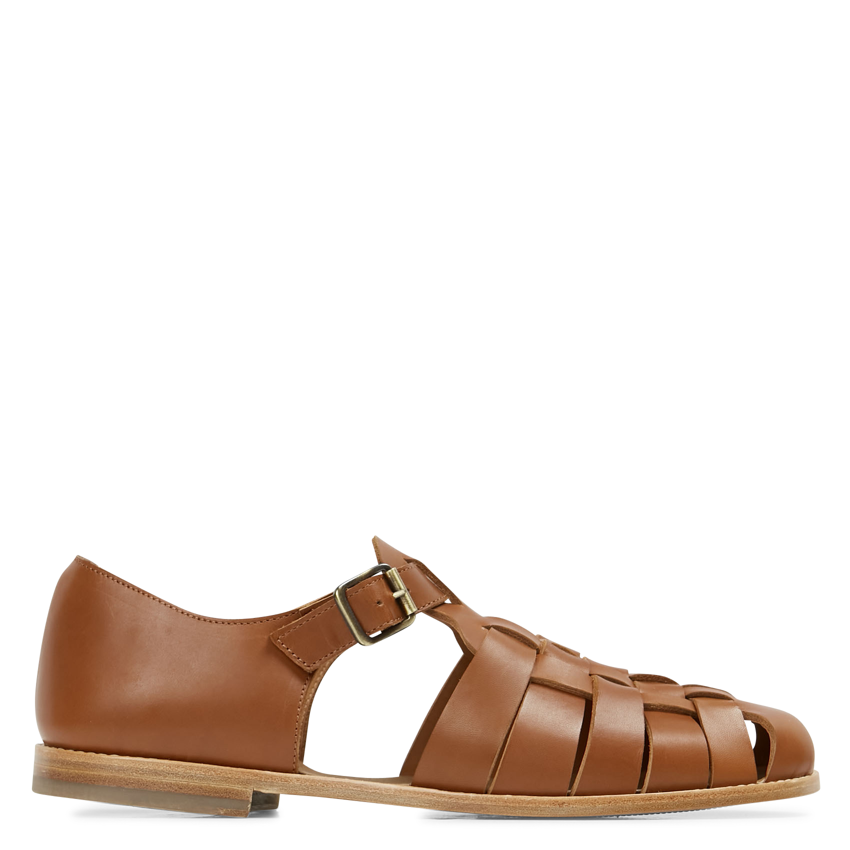 cognac flat sandals