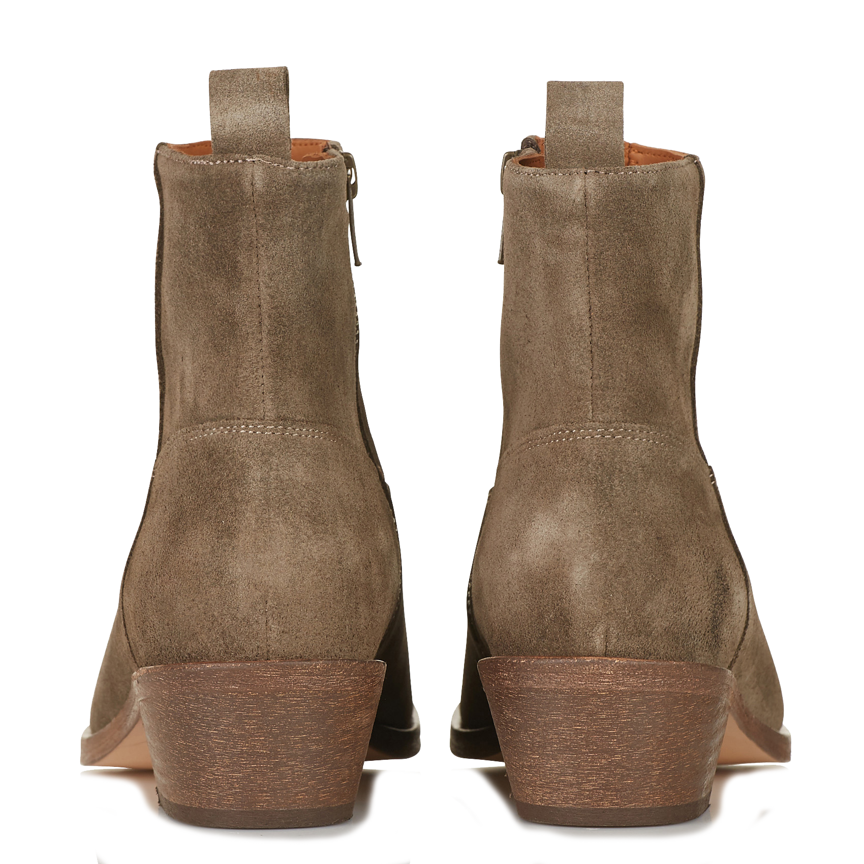 khaki leather ankle boots