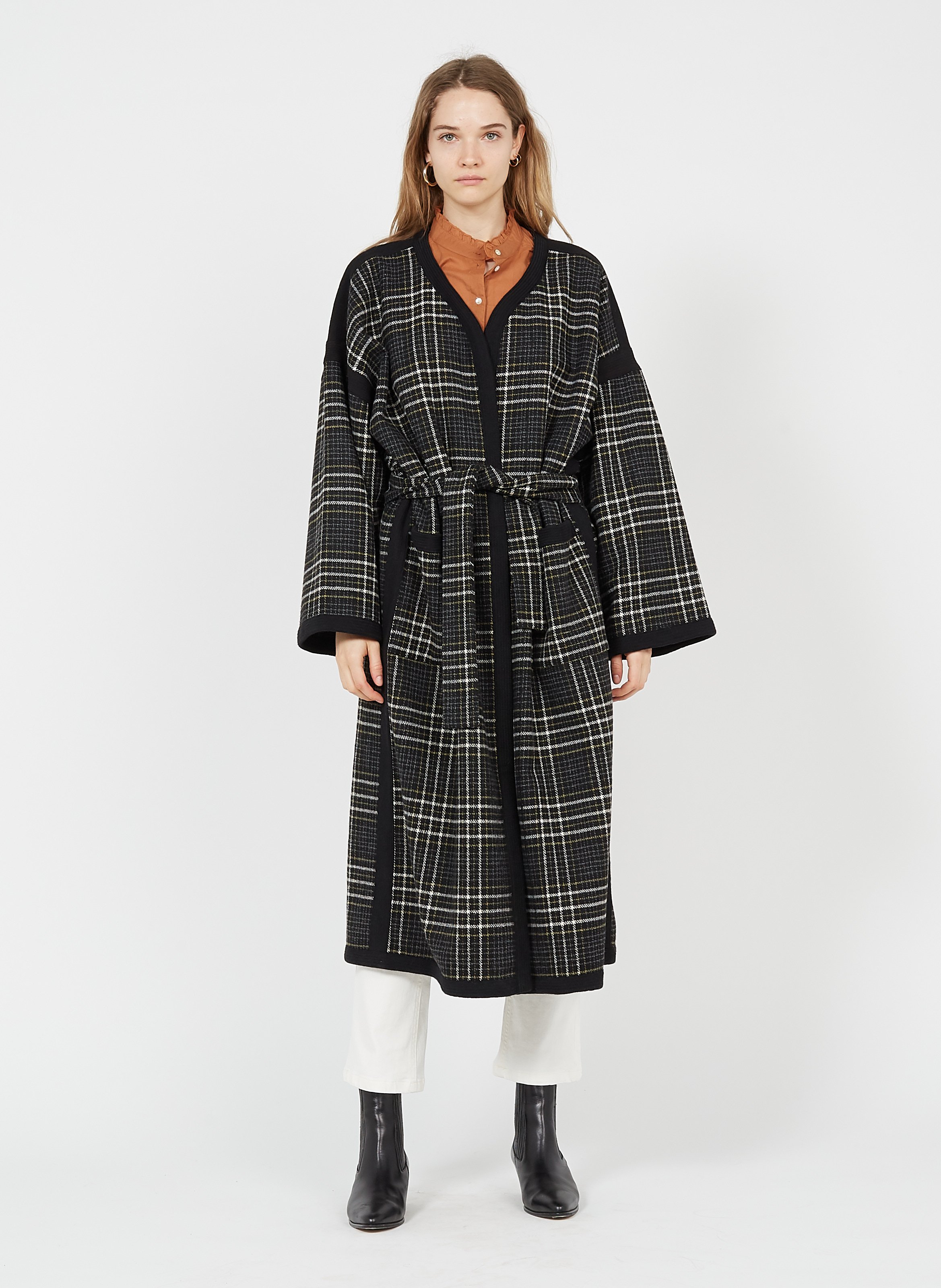 oversized checked coat