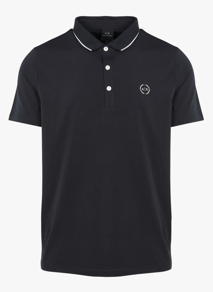 ARMANI EXCHANGE Blue Regular-fit cotton polo shirt with screen print