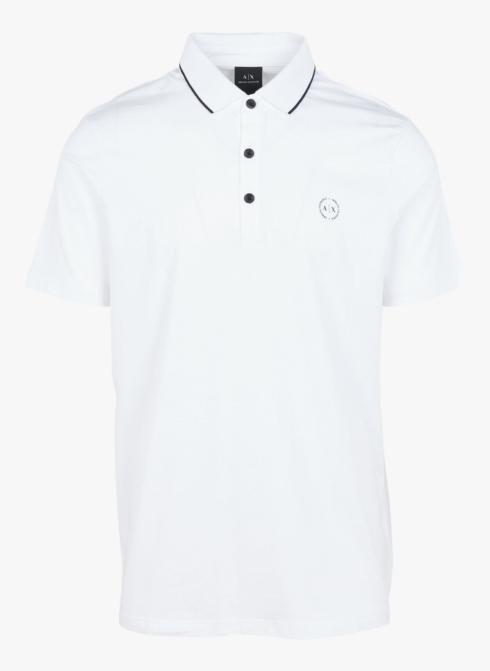 ARMANI EXCHANGE White Regular-fit cotton polo shirt with screen print