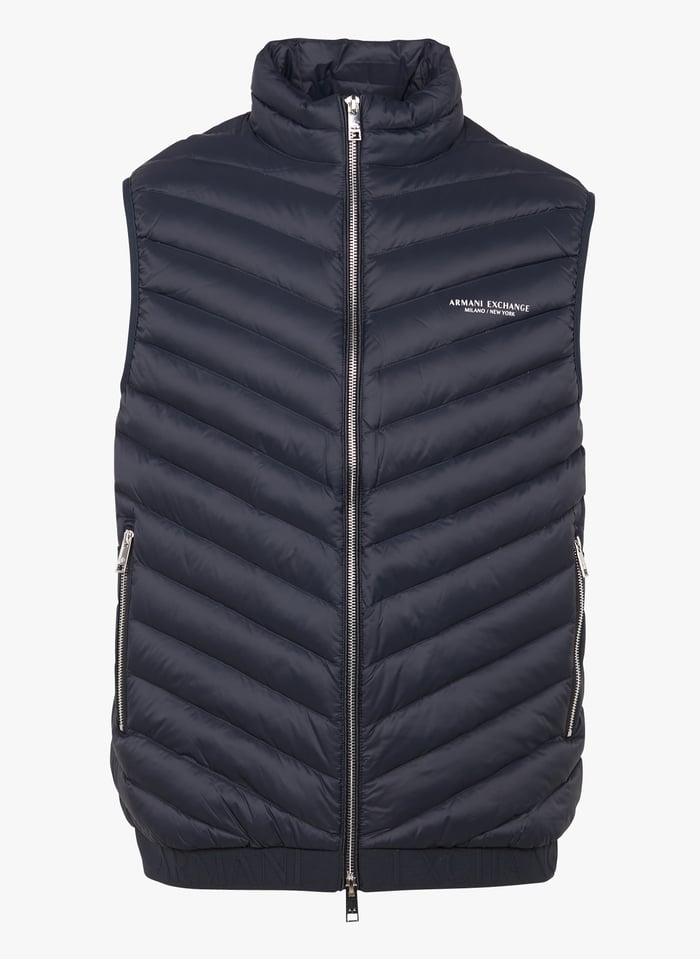 Blue Regular fit quilted padded gilet