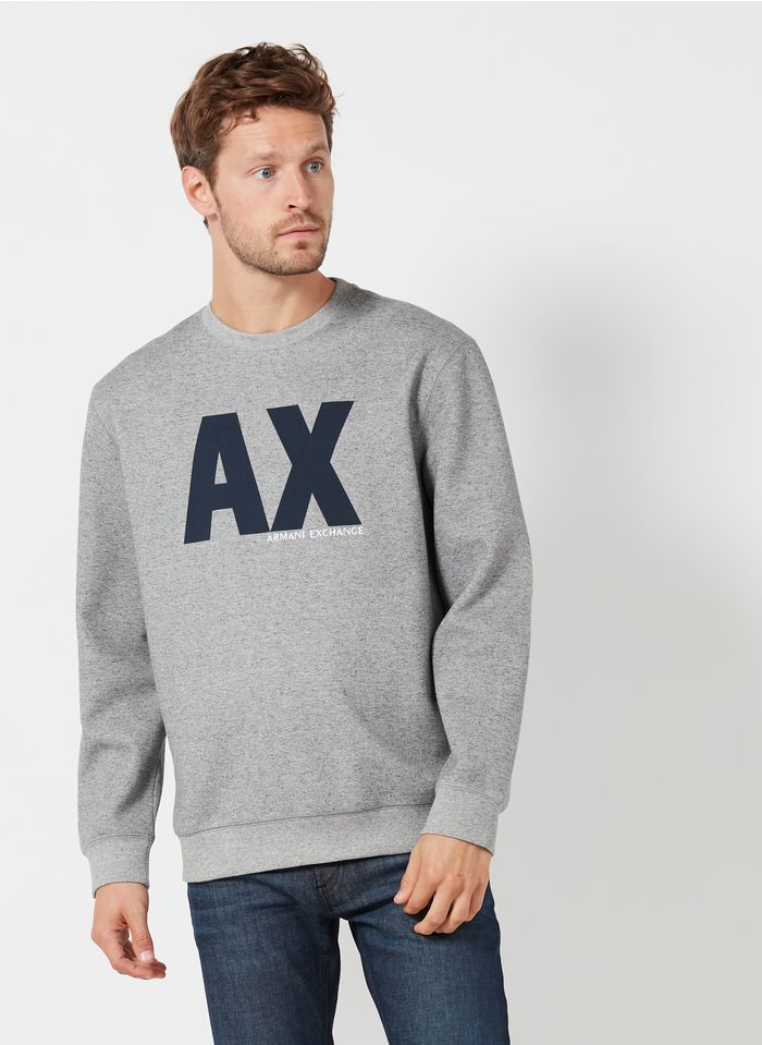 ARMANI EXCHANGE Grey Regular-fit round-neck sweatshirt with screen print