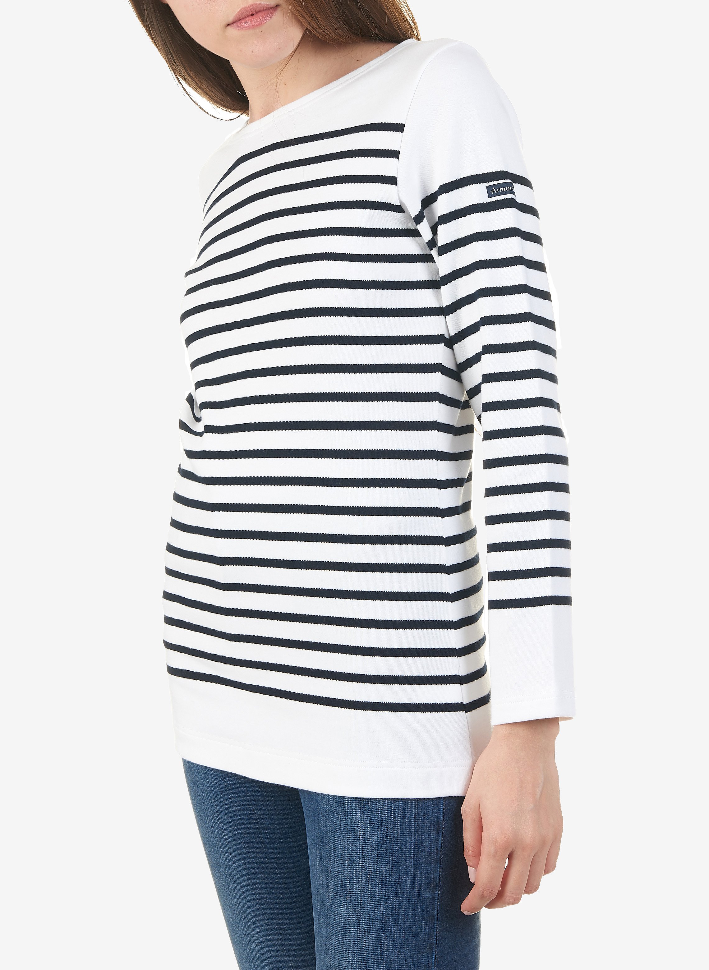 Sale Jersey Breton Top With Boat Neck 