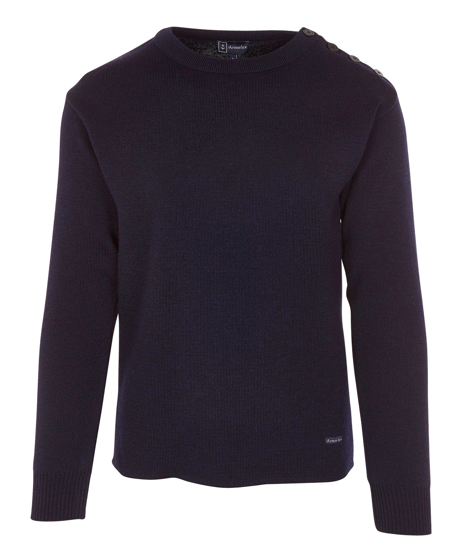 Blue Regular fit round neck wool sweater