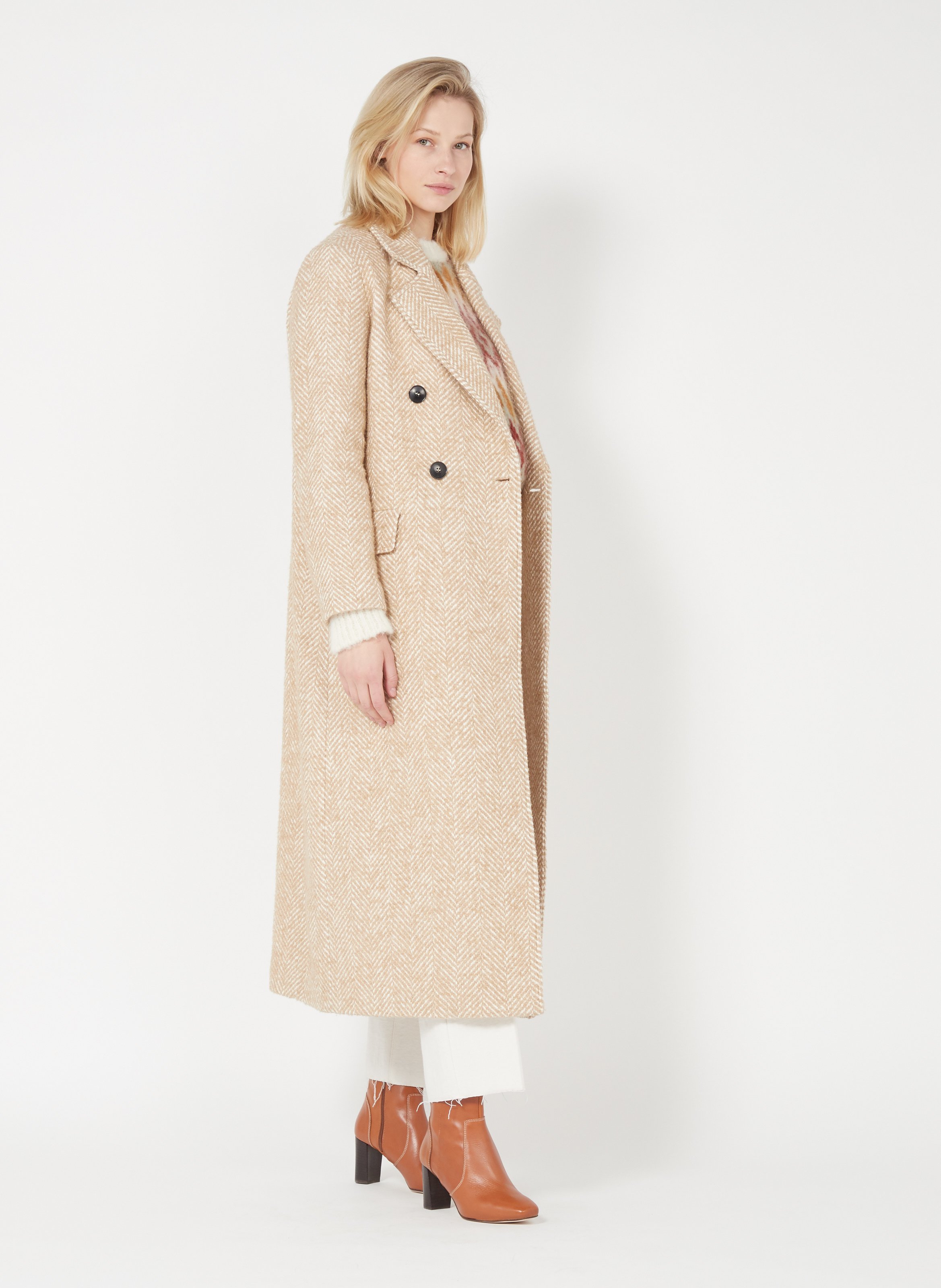beige fitted coat
