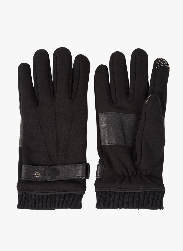AU PRINTEMPS PARIS Black Cotton-blend gloves