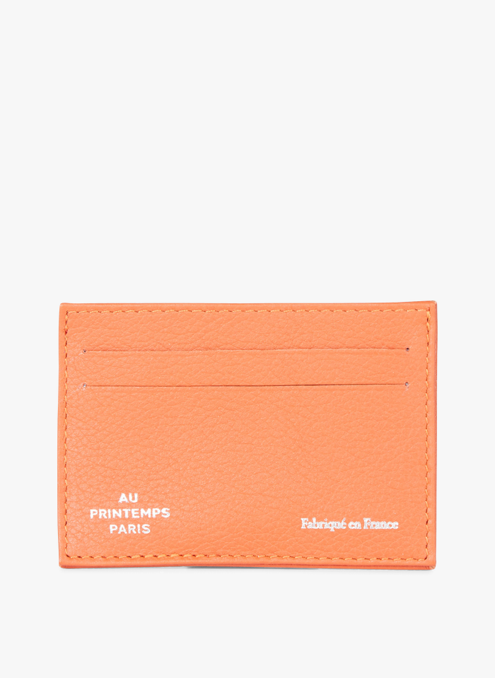 AU PRINTEMPS PARIS Orange Leather card holder