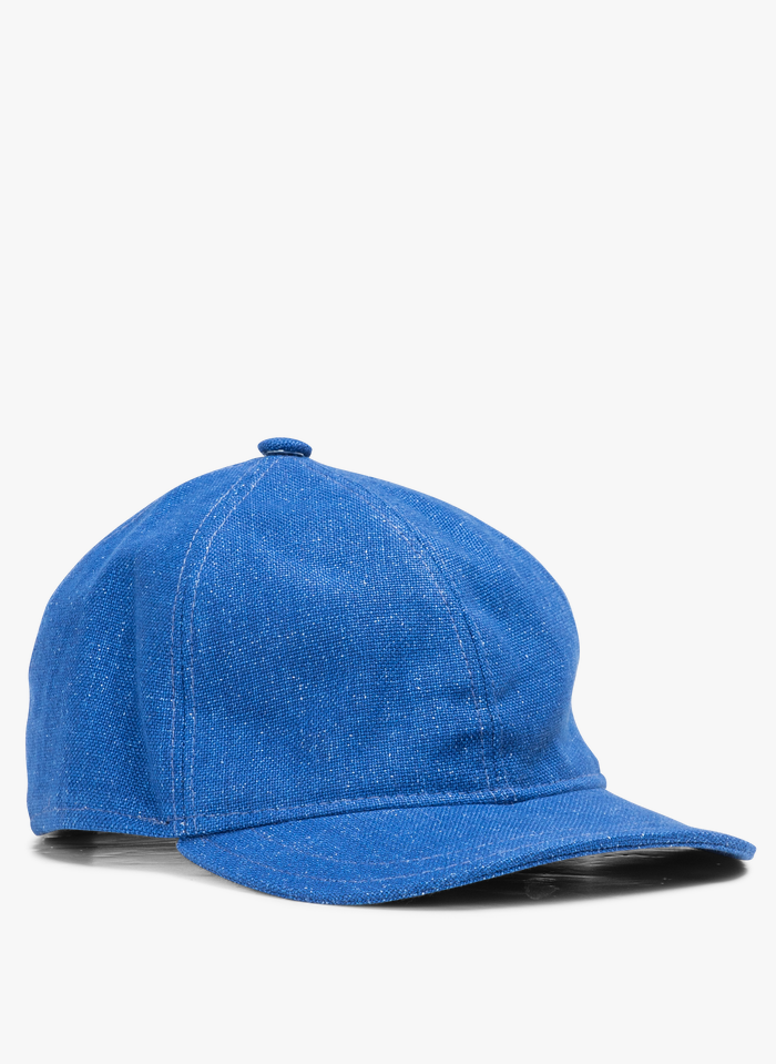 AU PRINTEMPS PARIS Blue Linen baseball cap