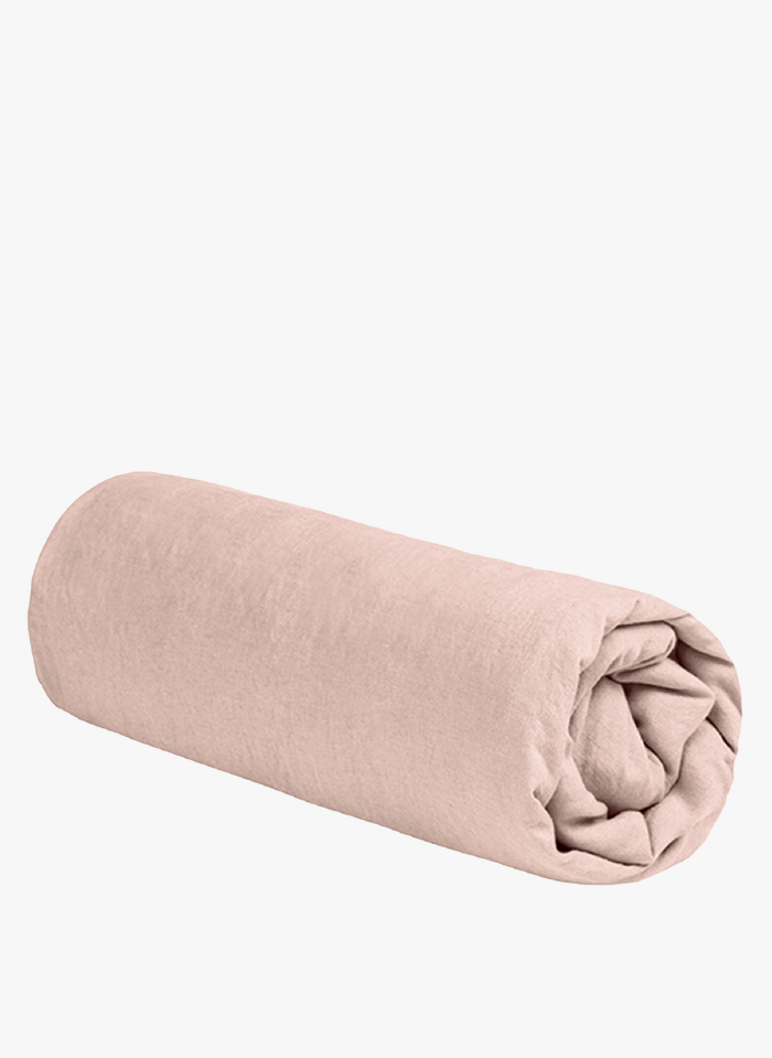 AU PRINTEMPS PARIS MAISON Pink Washed linen fitted sheet