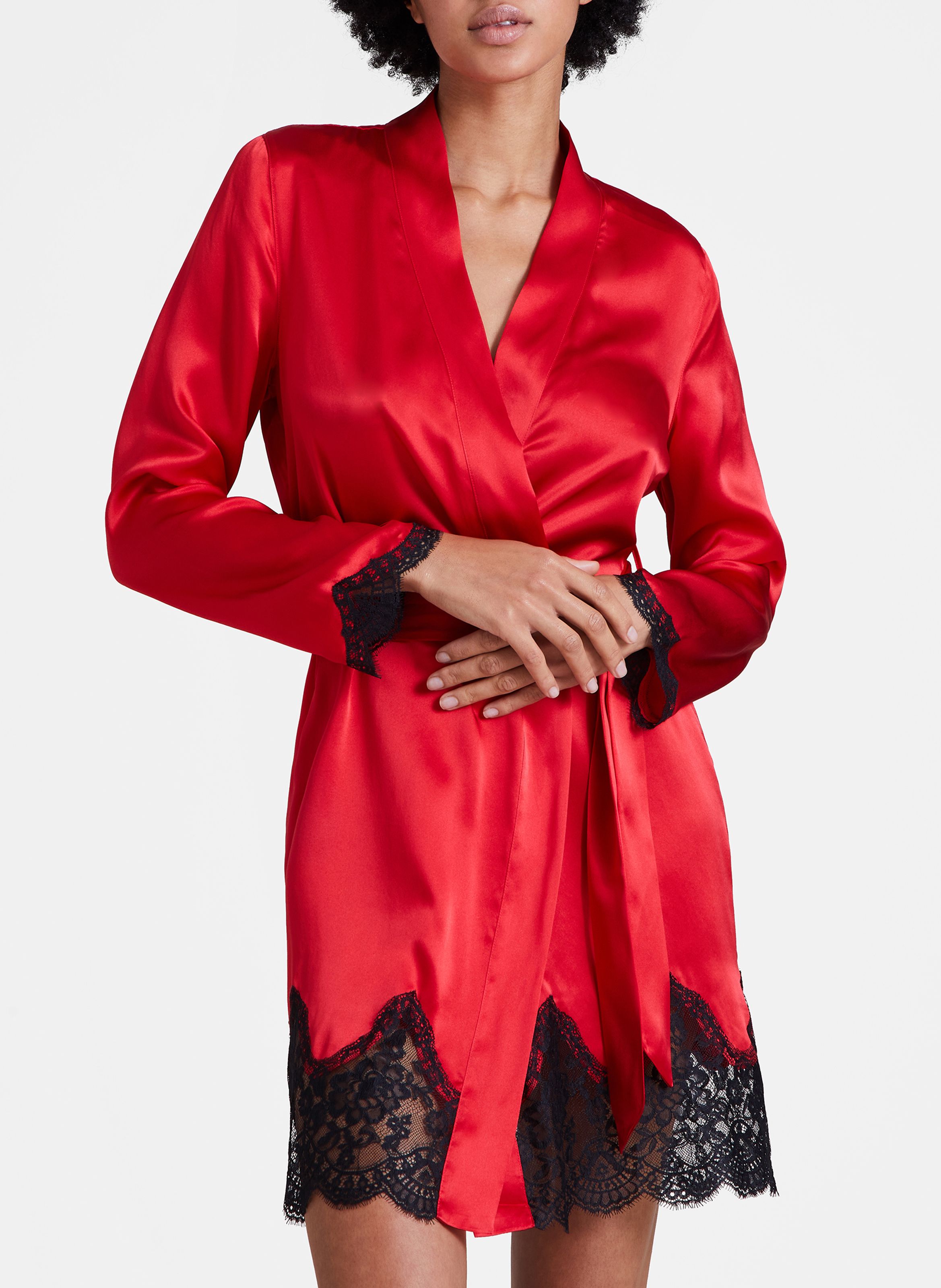 silk dressing gown red