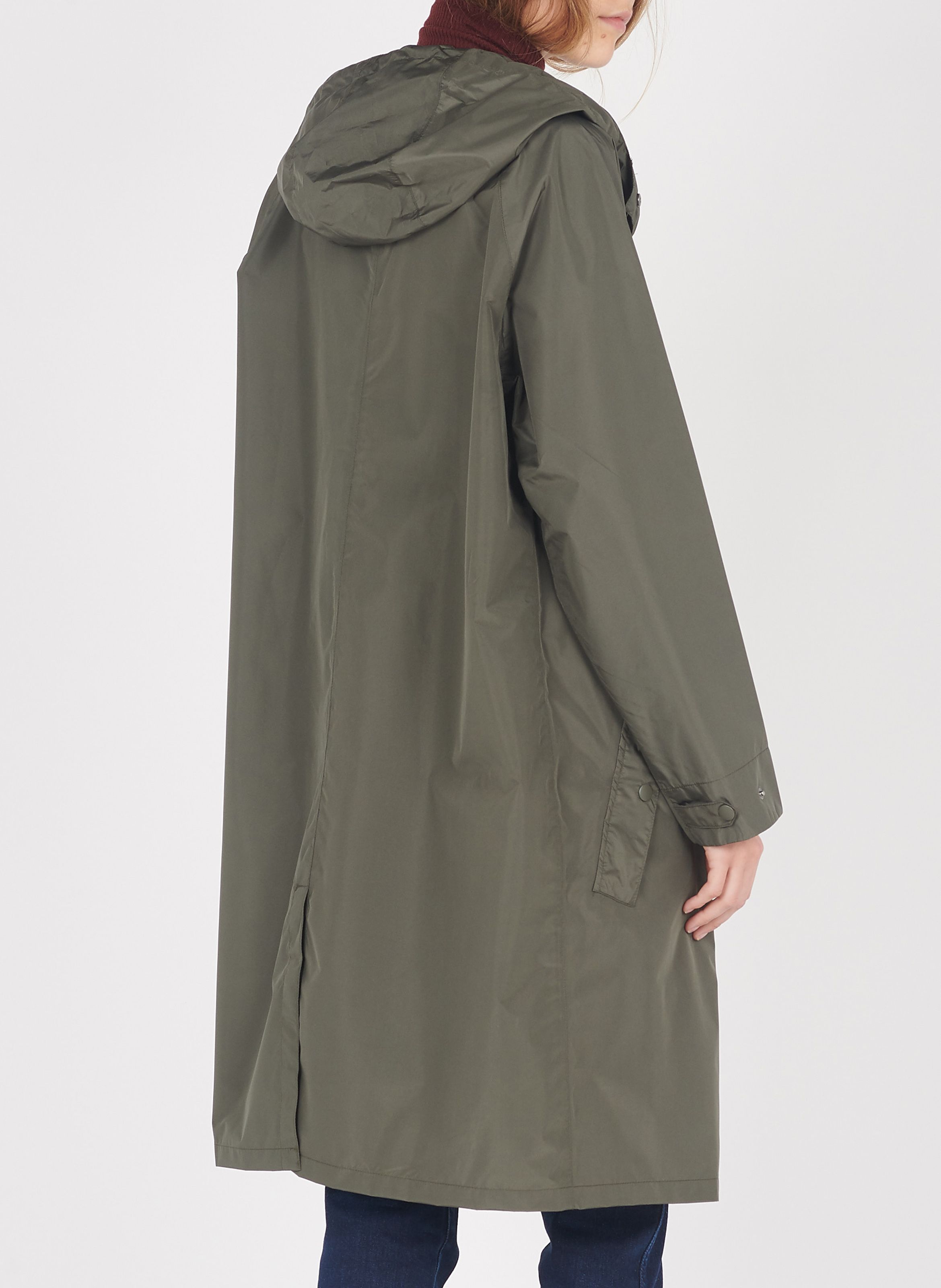 knee length hooded raincoat