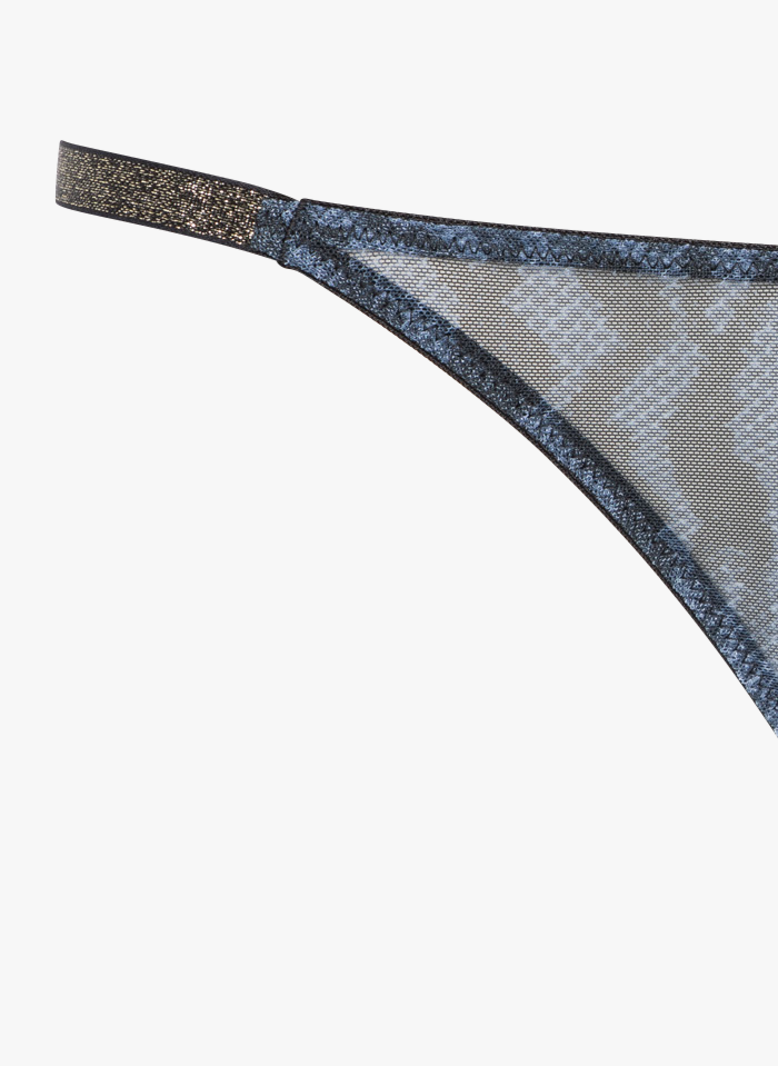 Blue Sheer printed triangle bra