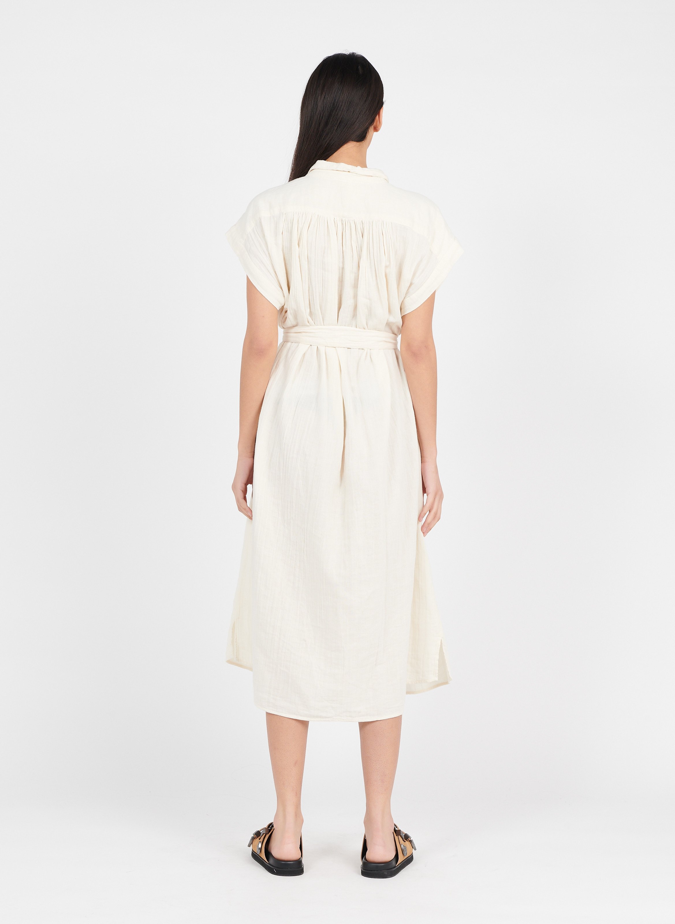 white gauze shirt dress