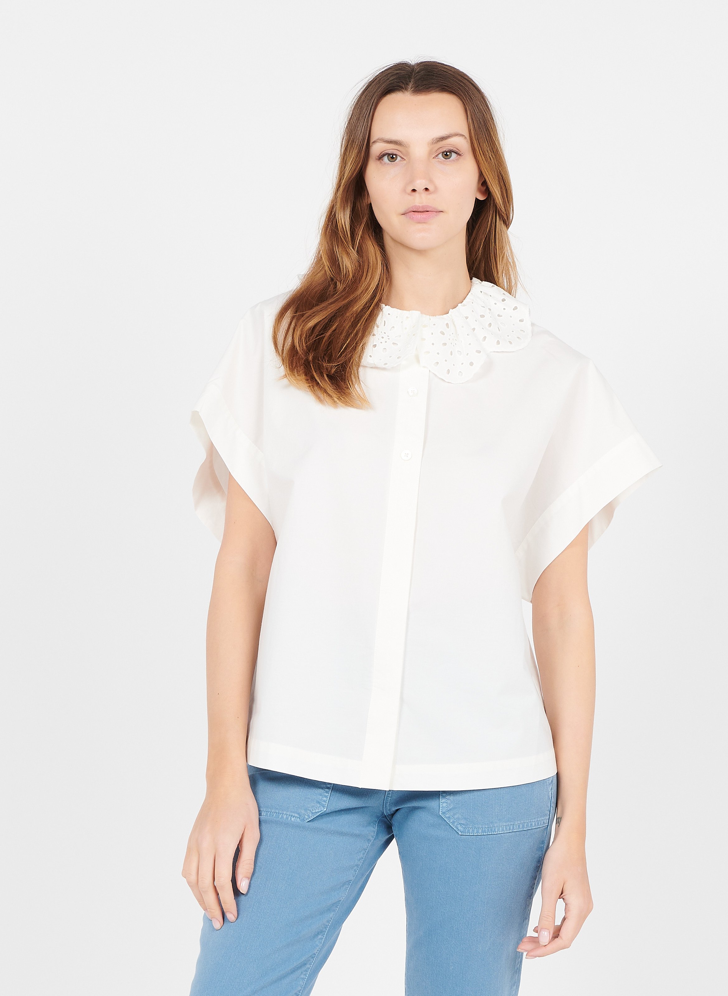 Sale Cotton Broderie Anglaise Shirt 