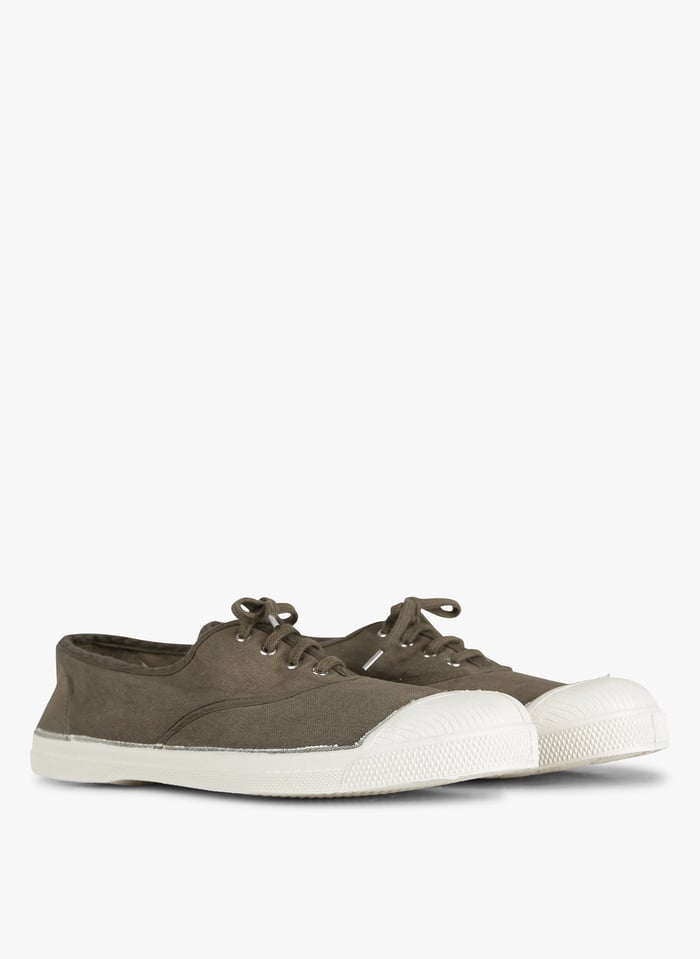 BENSIMON Khaki Lace up cotton canvas sneakers