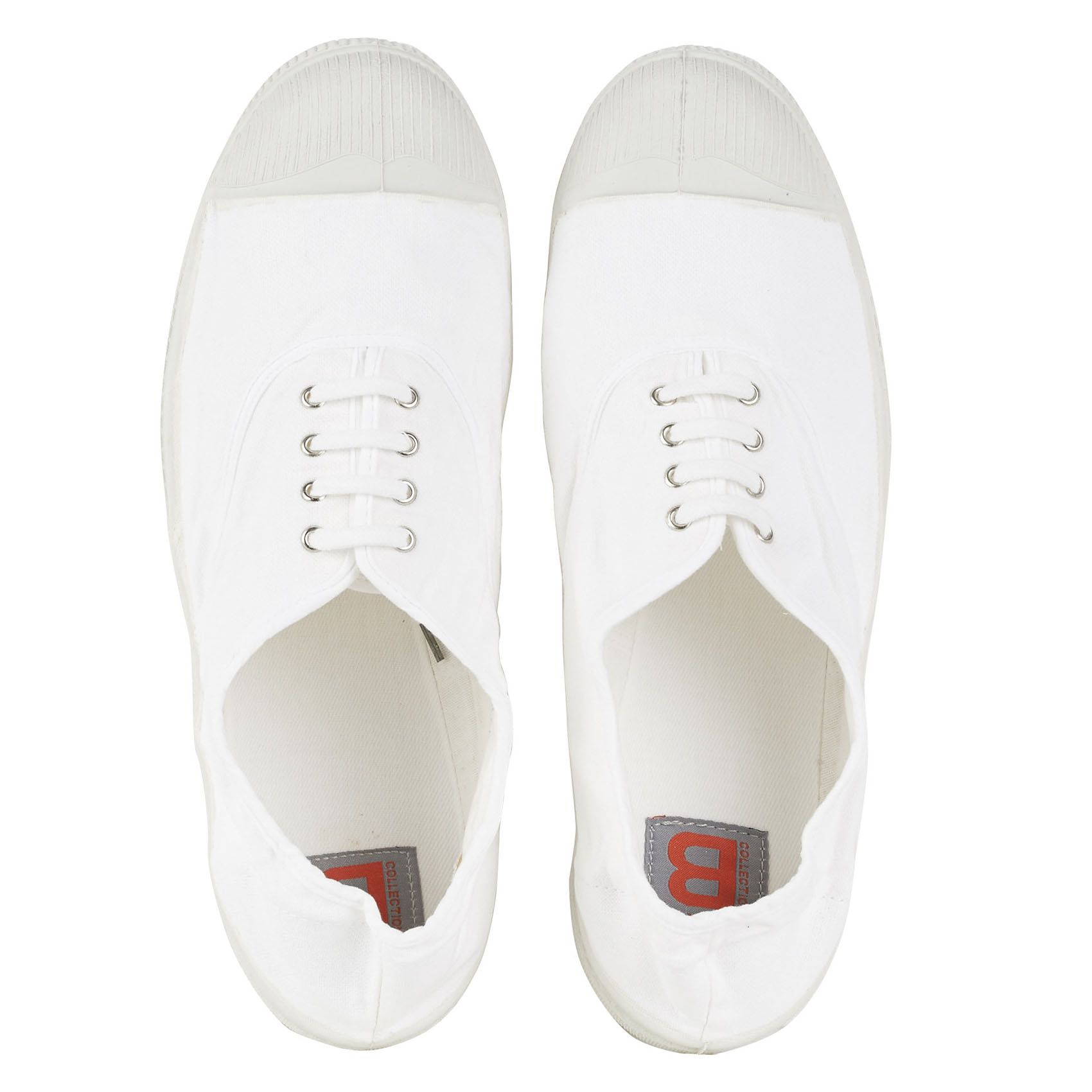 White Lace up cotton canvas sneakers