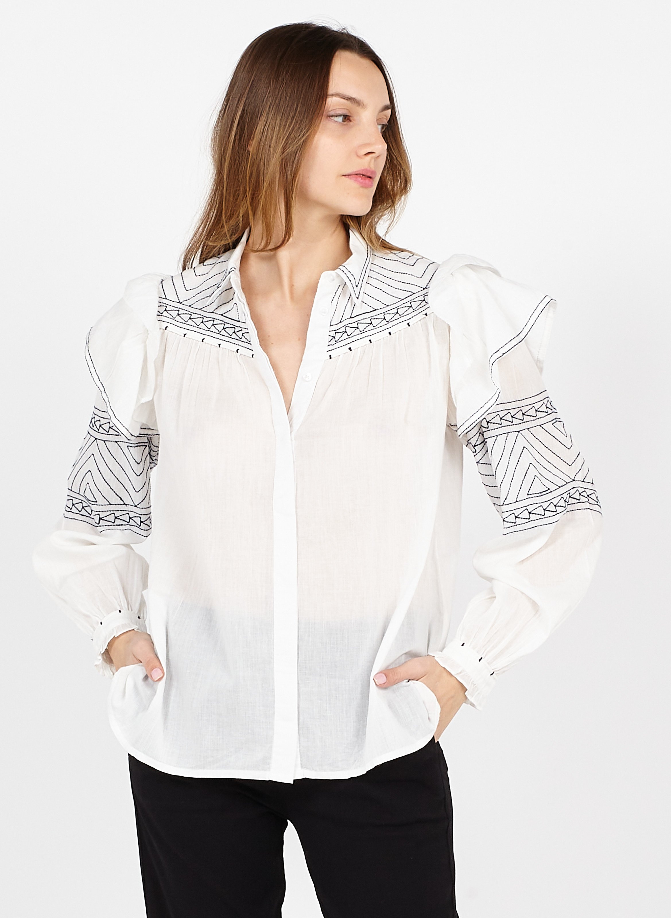Sale Embroidered Cotton Shirt With 