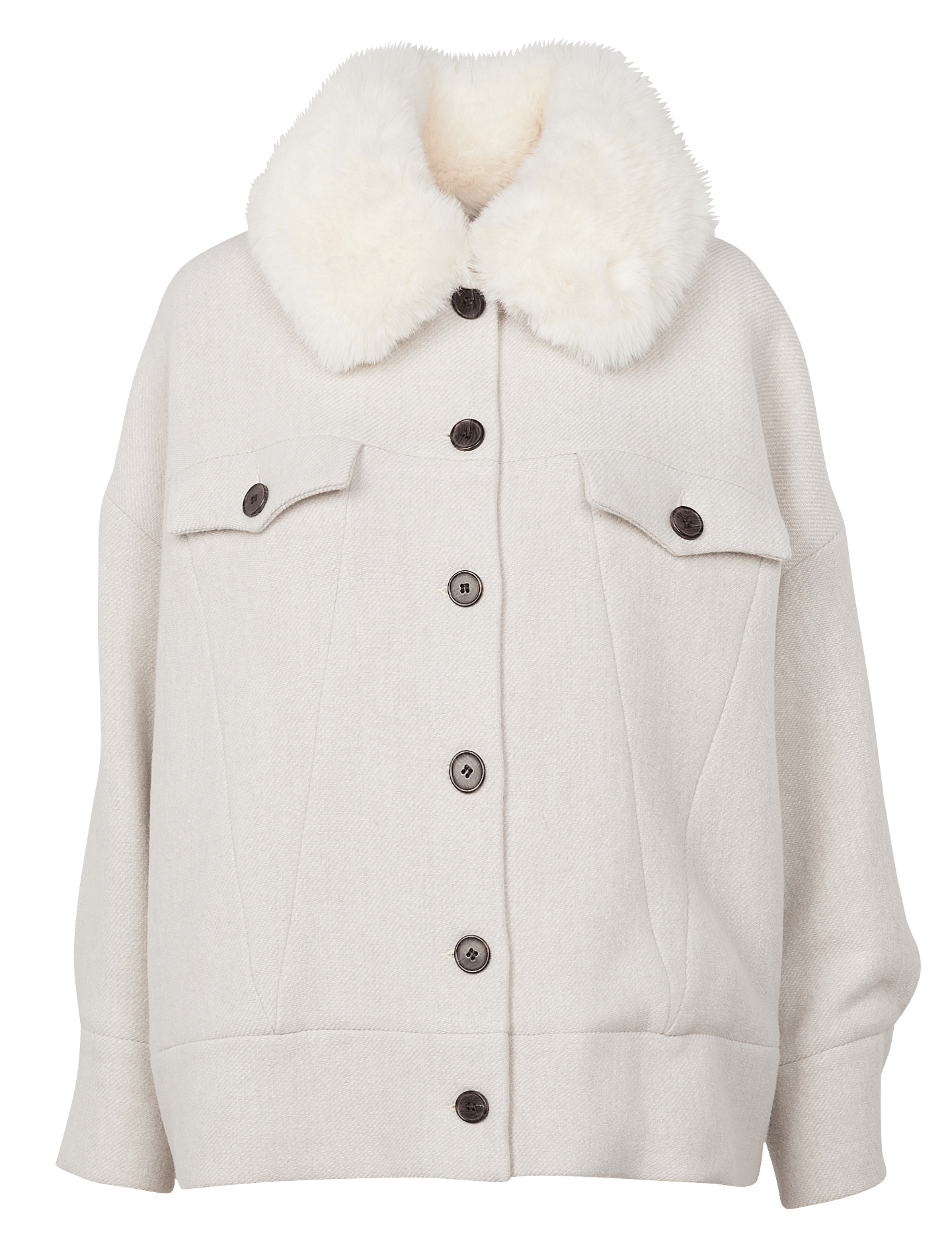 white fur lined coat