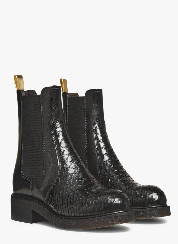 Far hul lilla Flat Leather Mid-calf Boots Bl Polo Ten-gold Stripe Billi Bi - Women |  Place des Tendances
