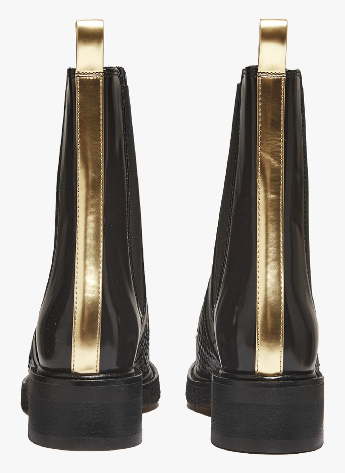 Far hul lilla Flat Leather Mid-calf Boots Bl Polo Ten-gold Stripe Billi Bi - Women |  Place des Tendances